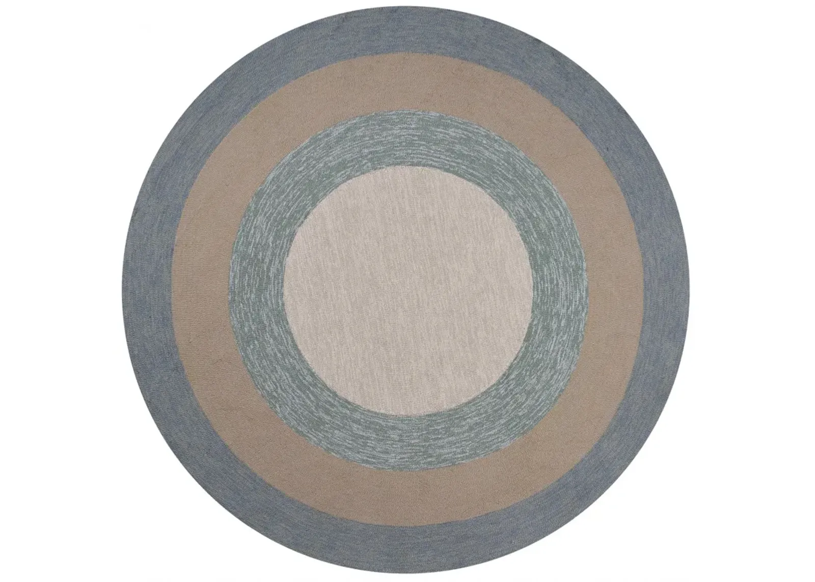 3' X 5' Spa Hand Hooked UV Treated Bordered Indoor / Outdoor Area Rug - Blue Beige