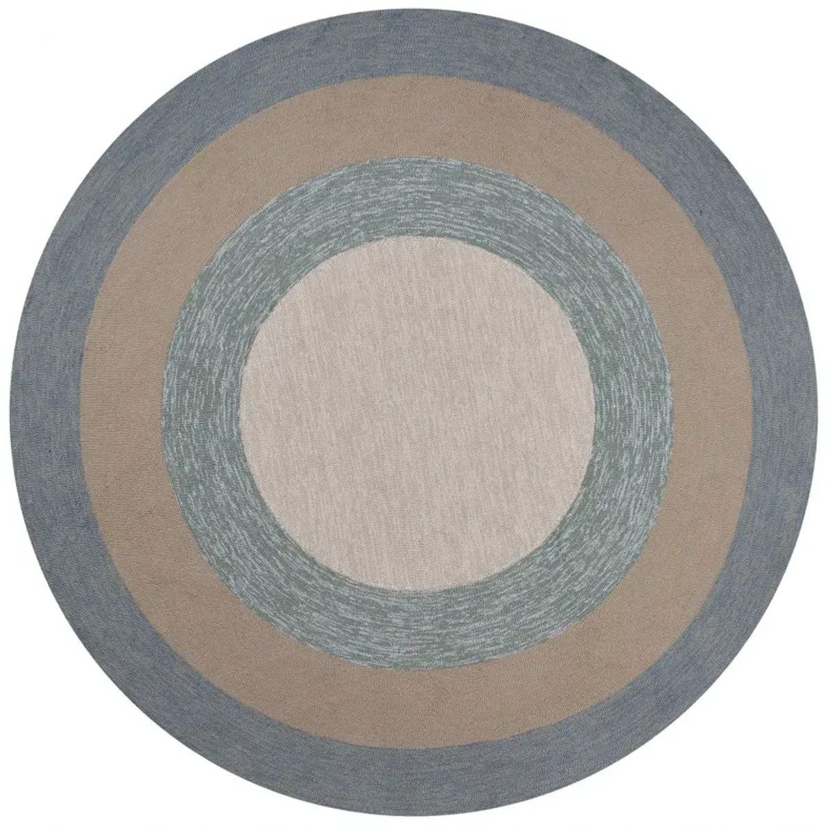 3' X 5' Spa Hand Hooked UV Treated Bordered Indoor / Outdoor Area Rug - Blue Beige