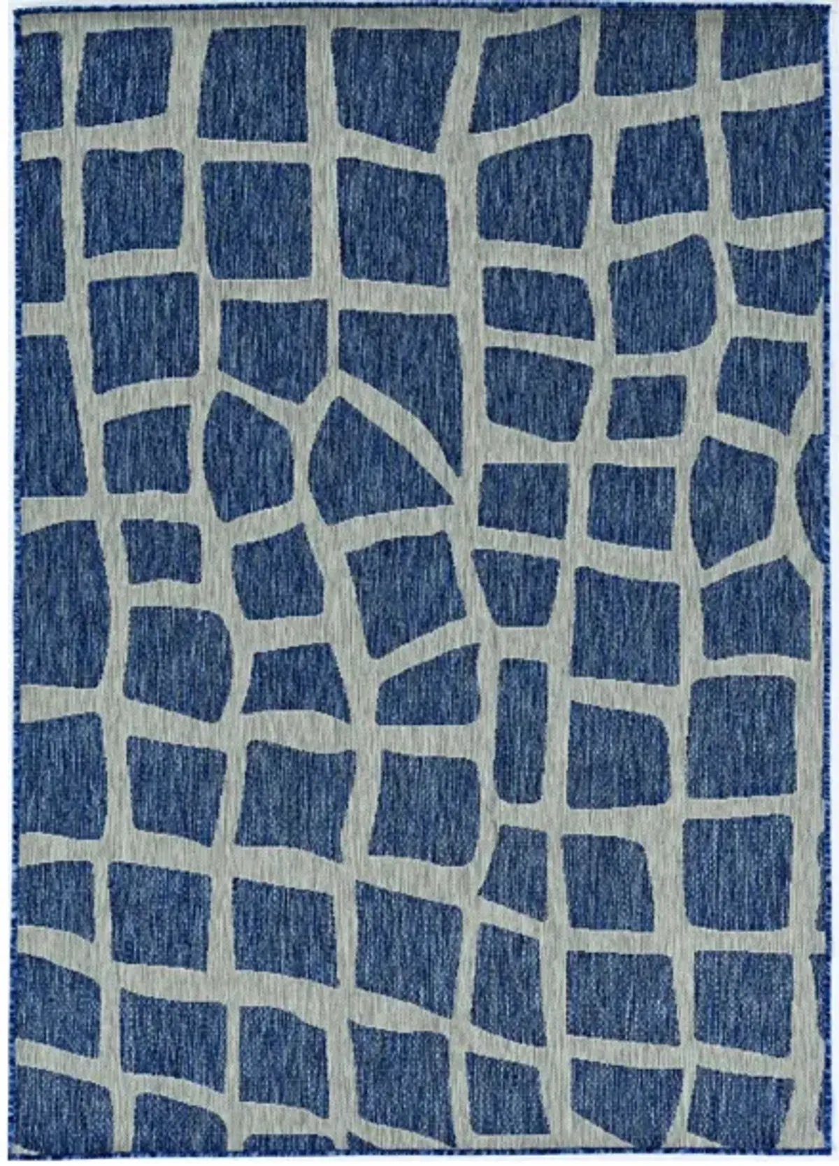 3' X 4' Machine Woven UV Treated Abstract Indoor / Outdoor Accent Rug - Blue Gray