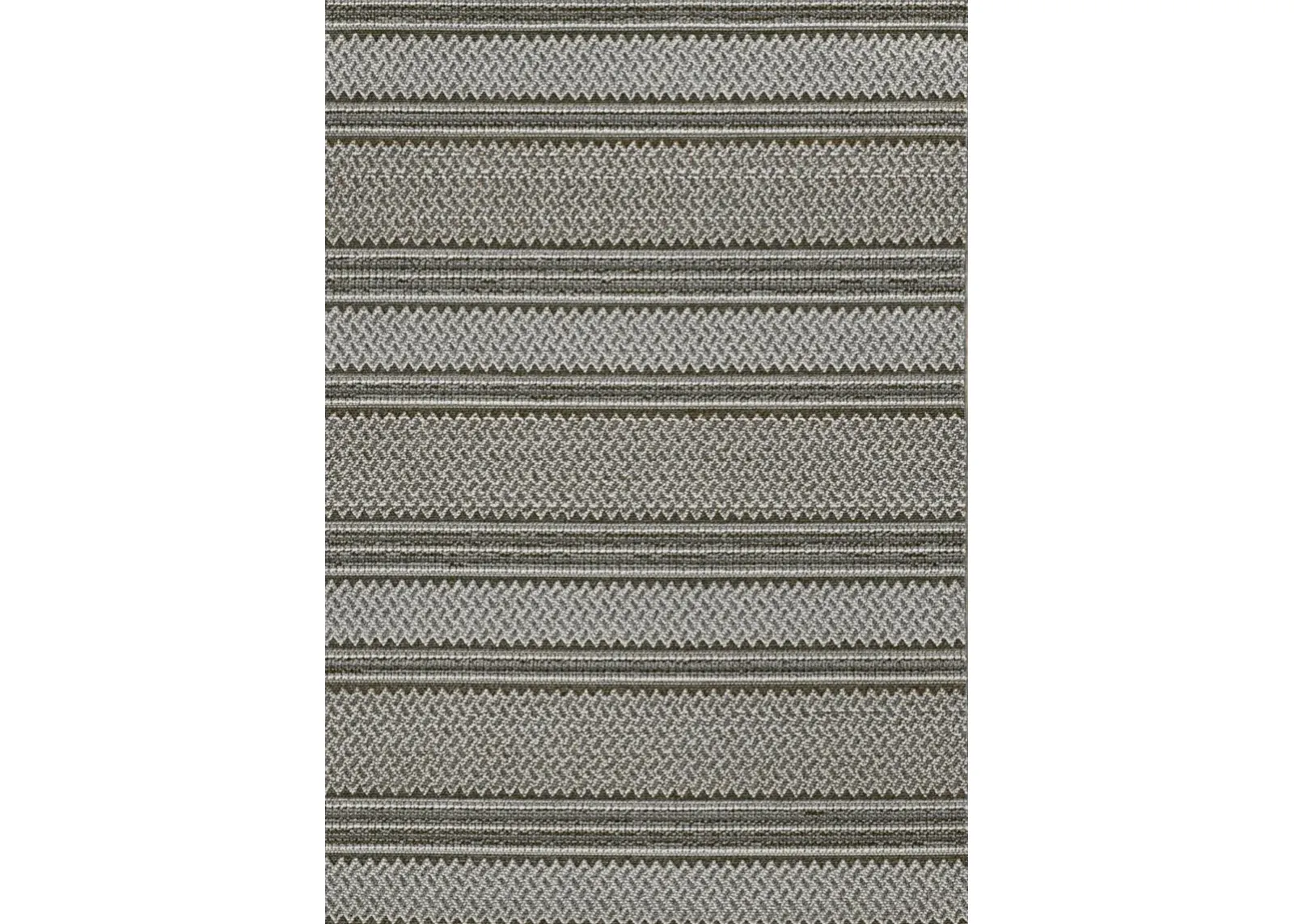 8' Machine Woven UV Treated Awning Stripes Indoor / Outdoor Runner Rug - Gray