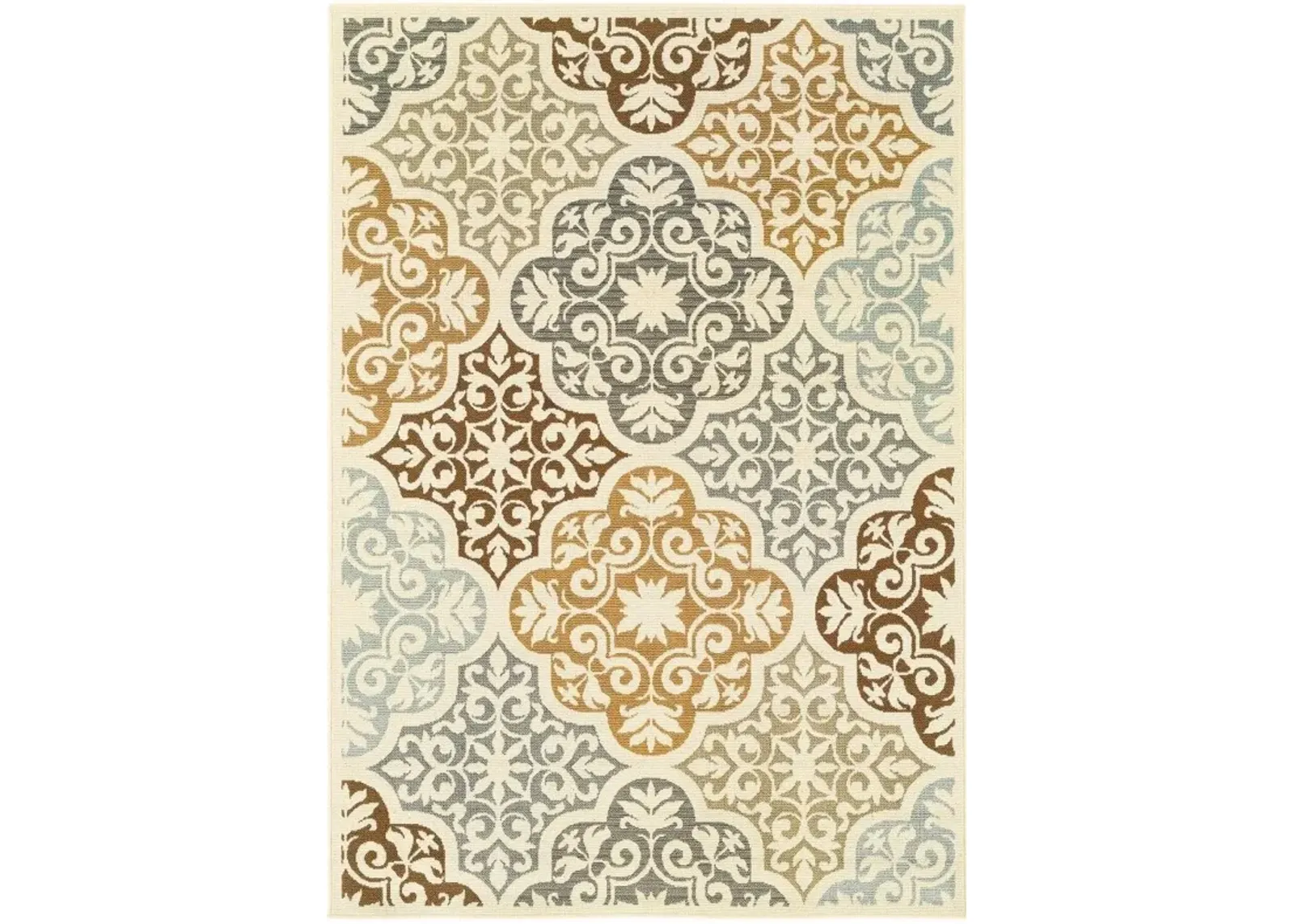 4' X 6' Moroccan Indoor / Outdoor Area Rug - Gray / Ivory