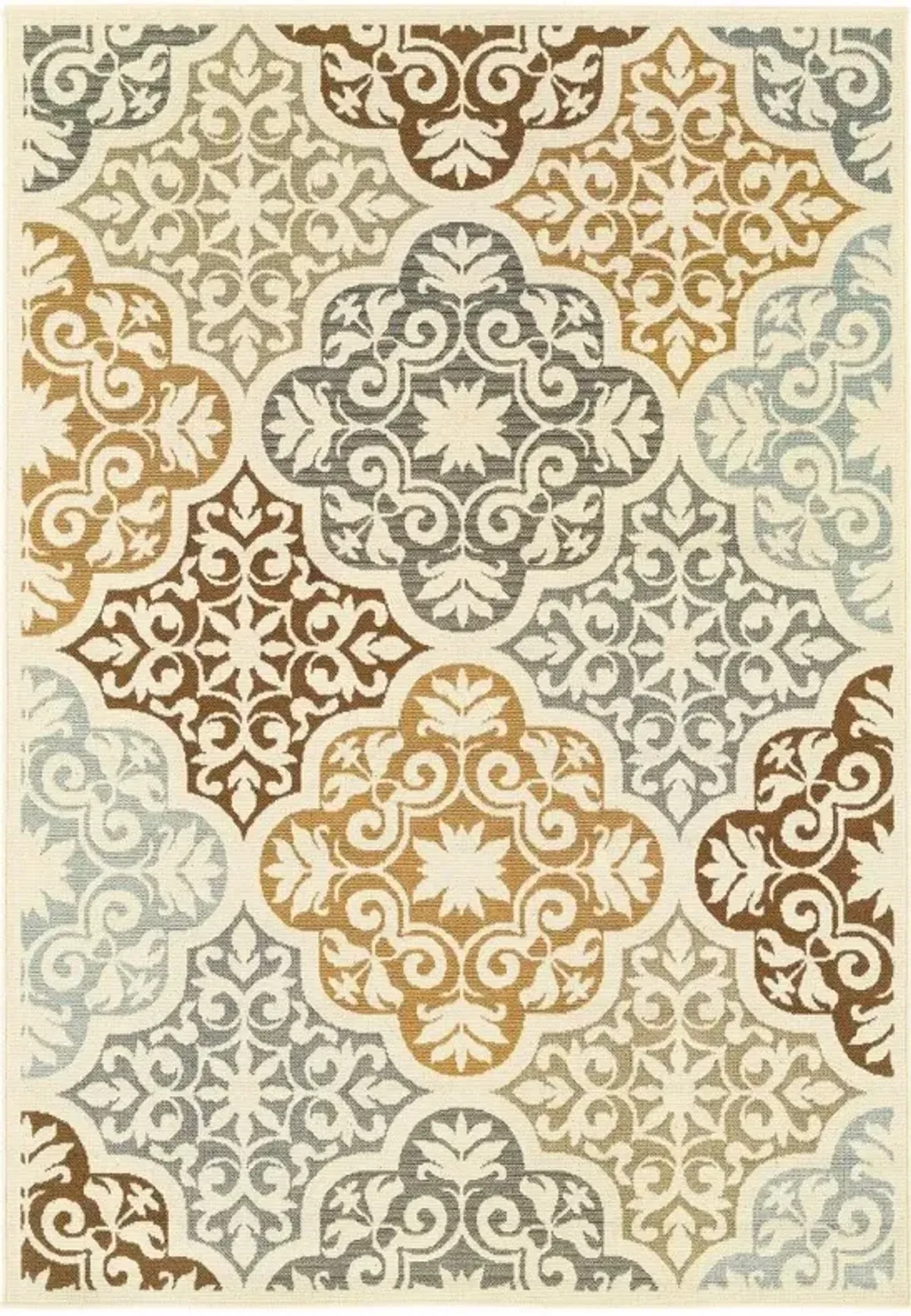 4' X 6' Moroccan Indoor / Outdoor Area Rug - Gray / Ivory