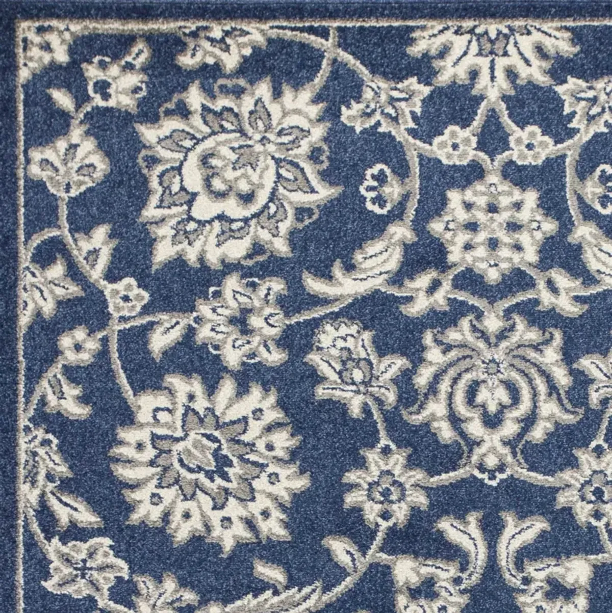 8' X 11' Floral Indoor / Outdoor Area Rug - Denim Blue