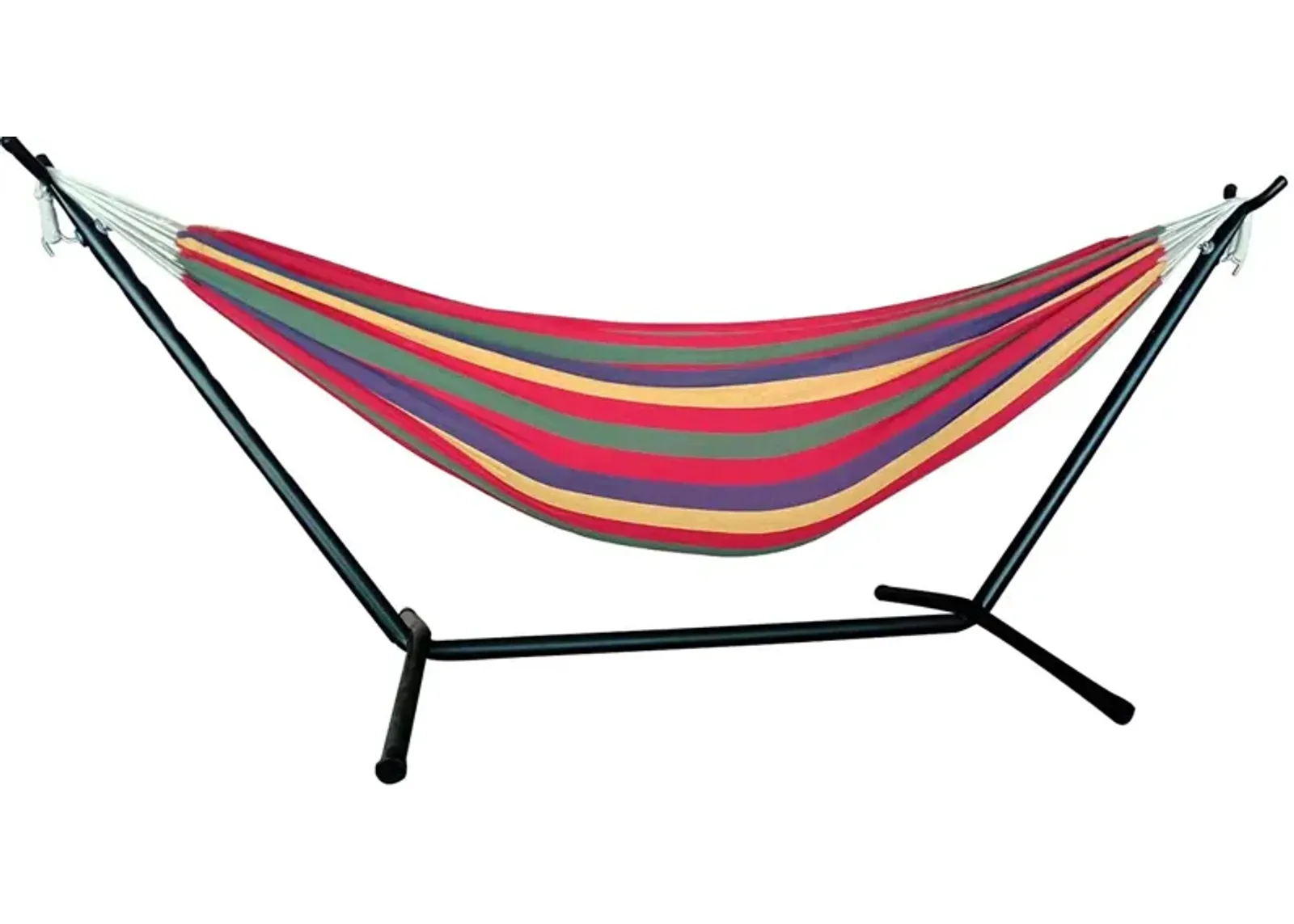 Tropical Stripe Double Classic Two Person Hammock With Stand - Red / Green