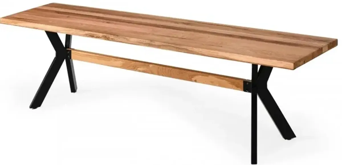 Modern Solid Bench With Black Powder Coated Metal Legs - Drift Oak
