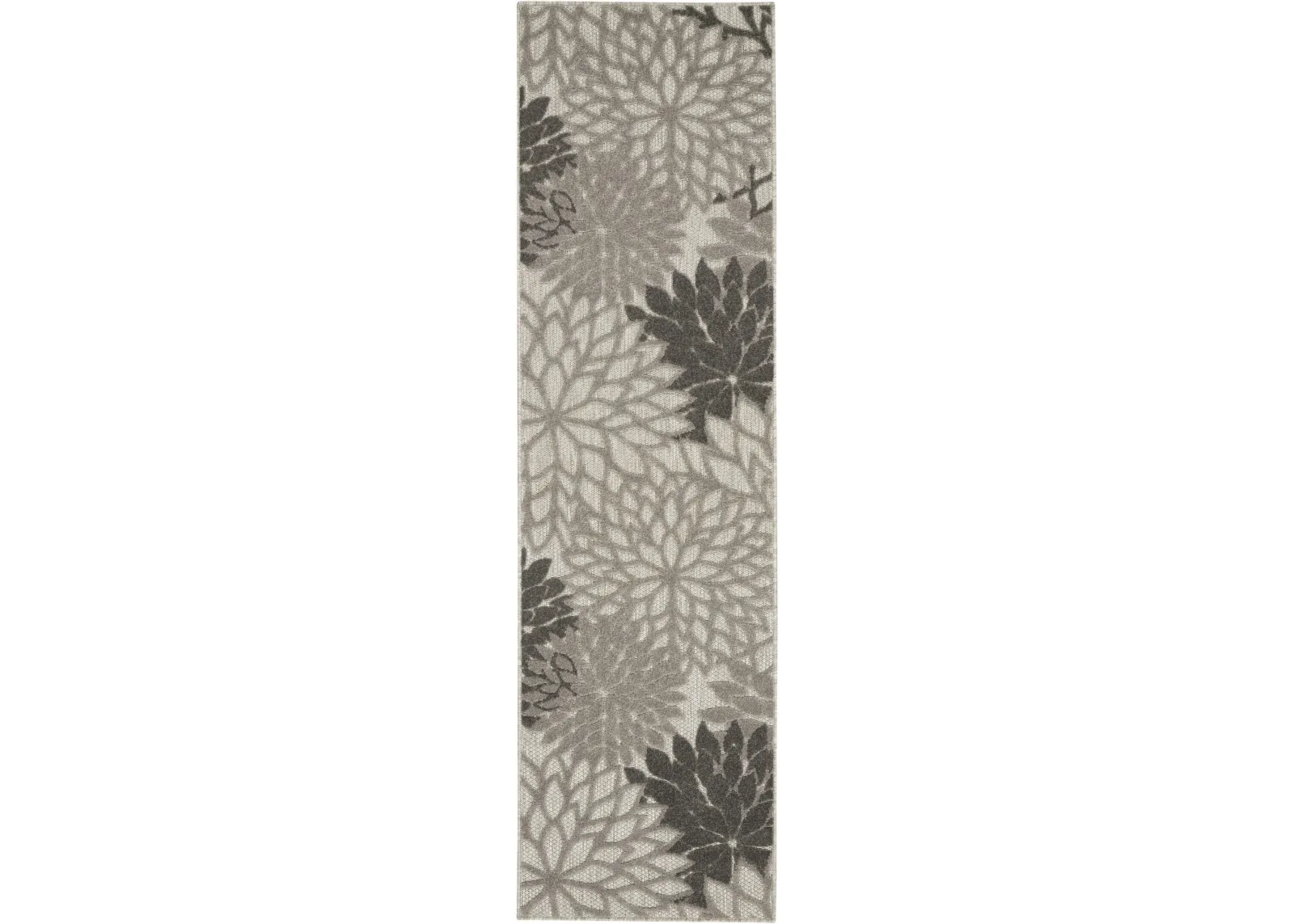 2' X 6' Floral Outdoor / Indoor Area Rug - Gray