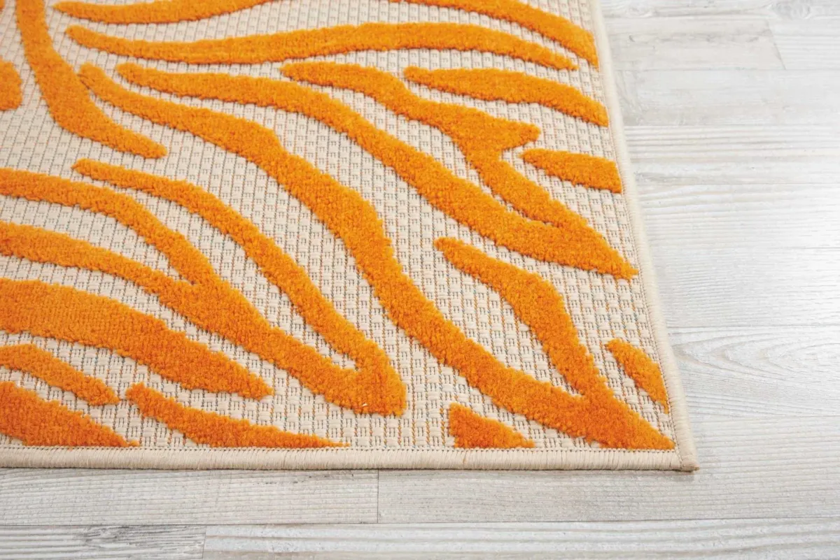 8’ X 11’ Zebra Pattern Indoor / Outdoor Area Rug - Orange