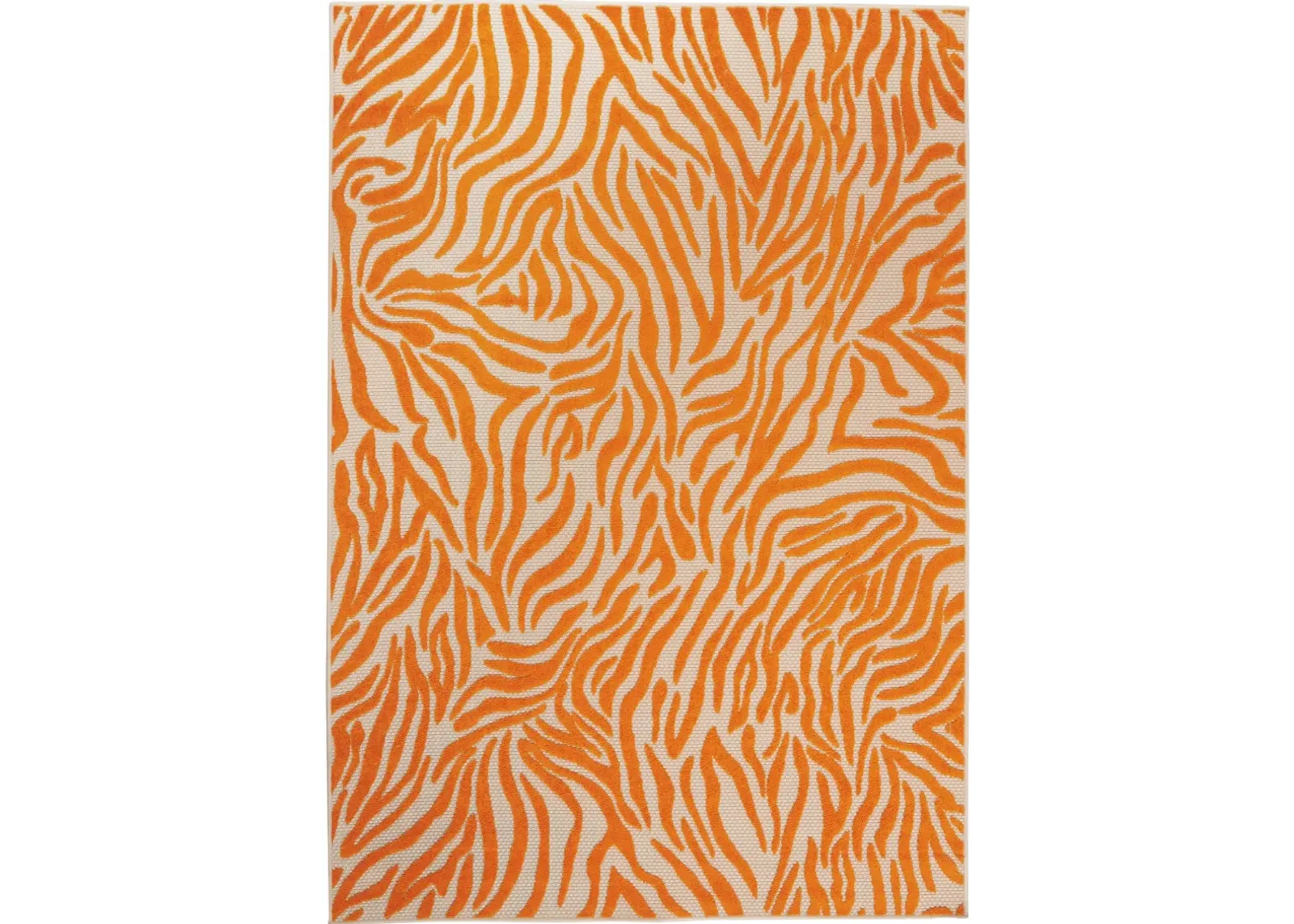 8’ X 11’ Zebra Pattern Indoor / Outdoor Area Rug - Orange