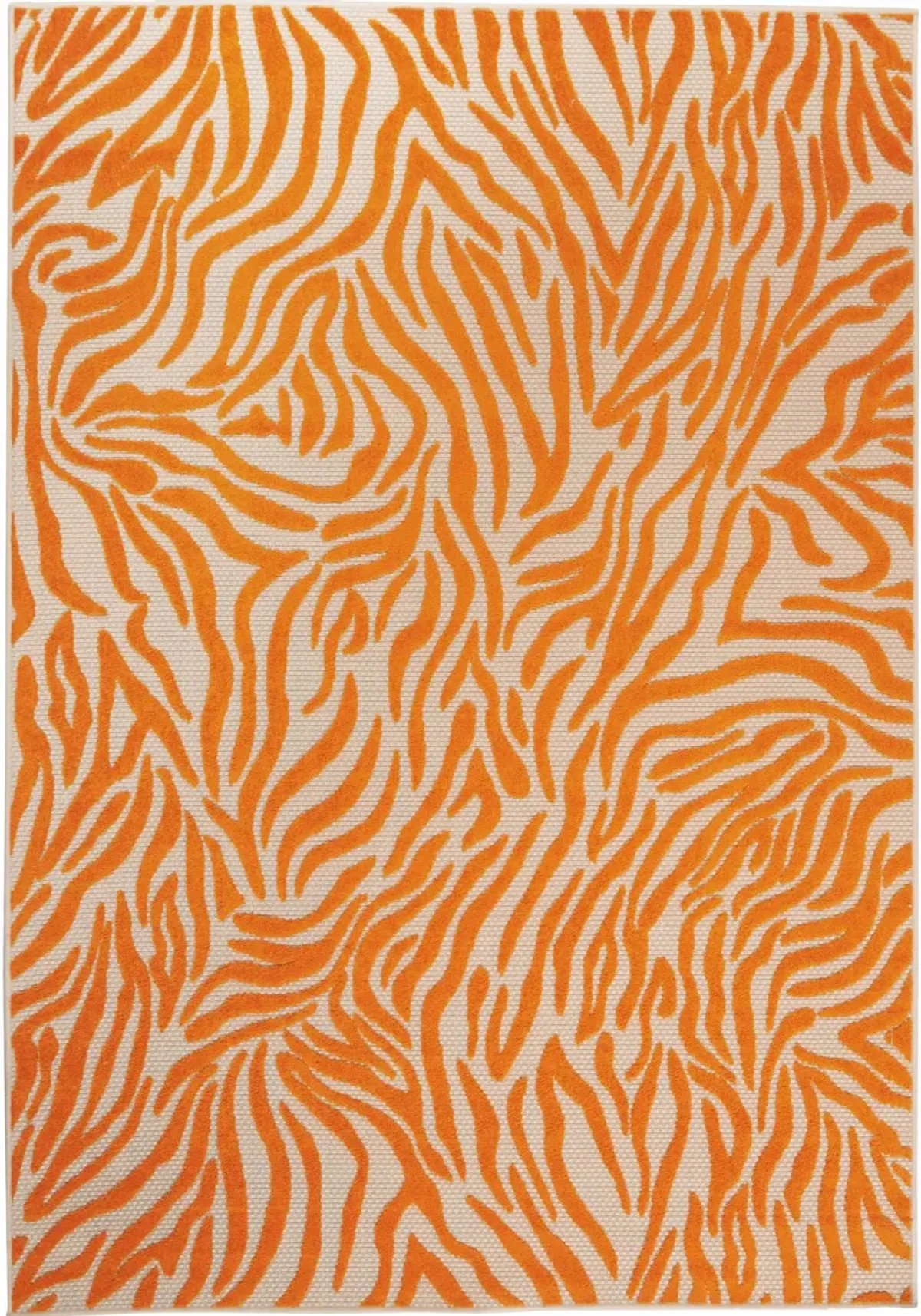 8’ X 11’ Zebra Pattern Indoor / Outdoor Area Rug - Orange