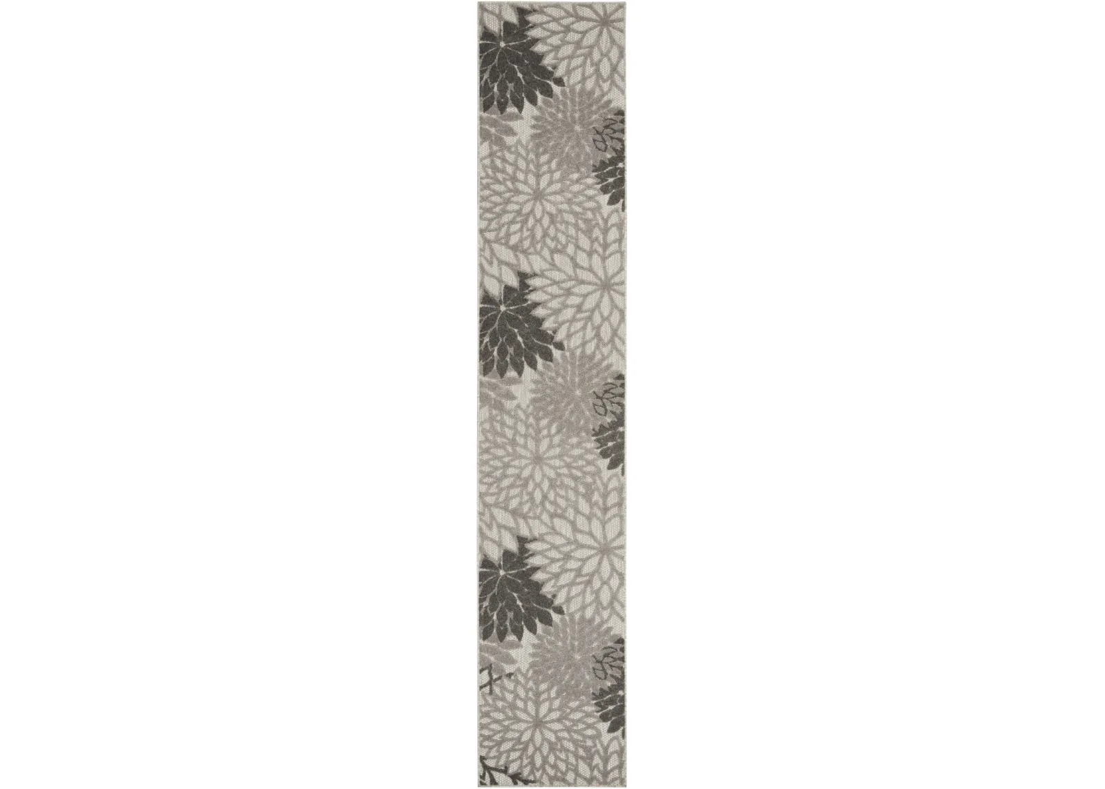 2' X 10' Floral Outdoor / Indoor Area Rug - Gray