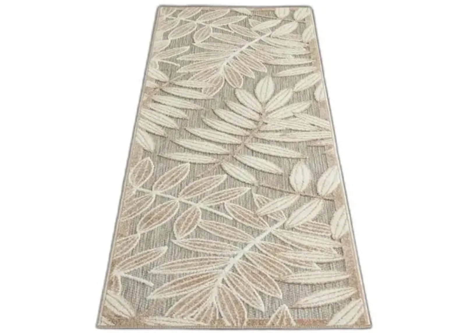 2' X 8' Floral Outdoor / Indoor Area Rug - Gray / Ivory