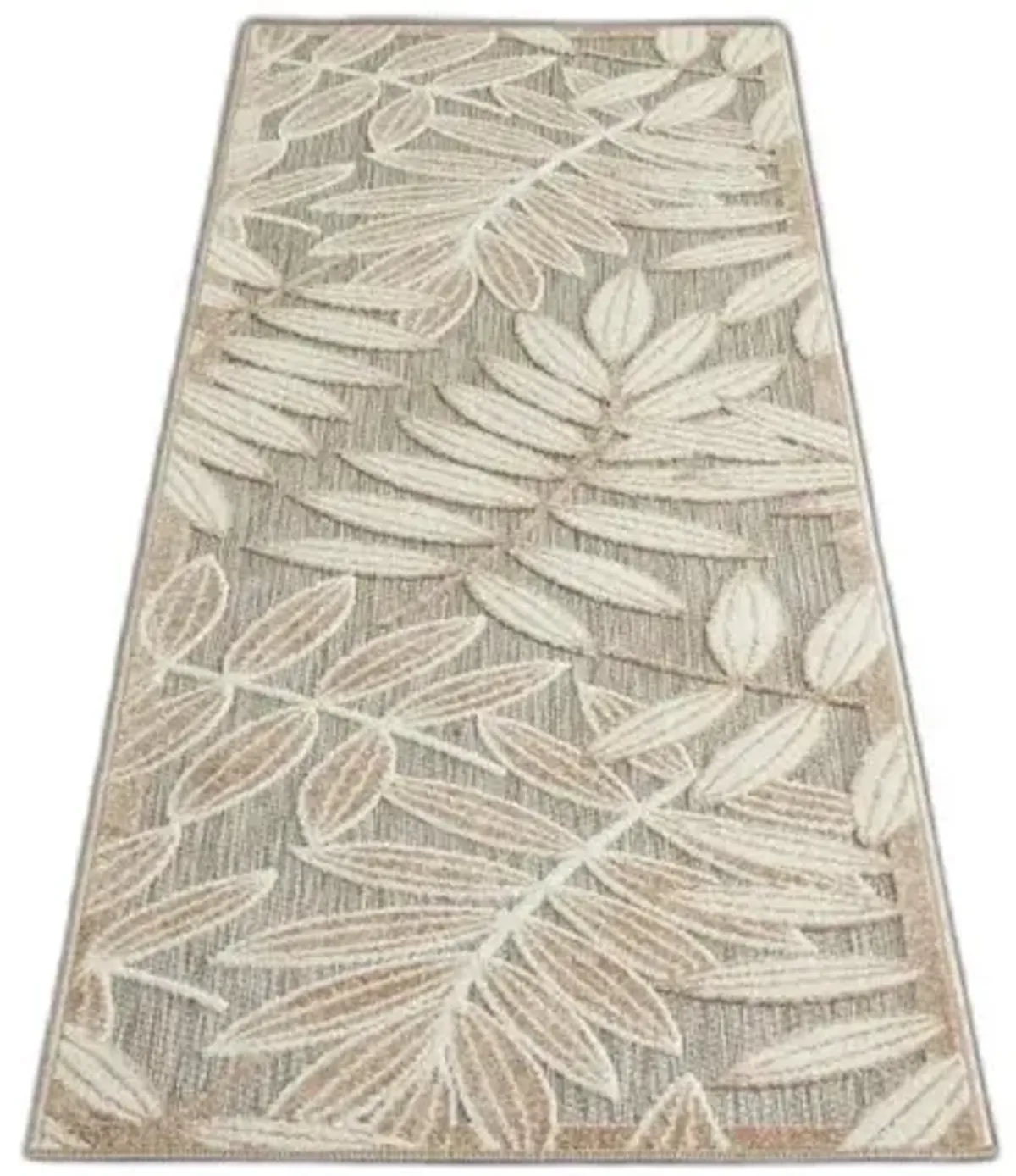 2' X 8' Floral Outdoor / Indoor Area Rug - Gray / Ivory