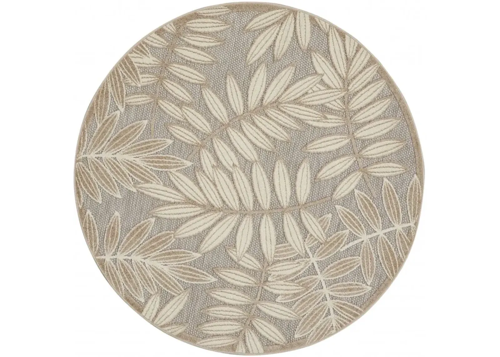 4' Round Round Floral Indoor Outdoor Area Rug - Dark Gray