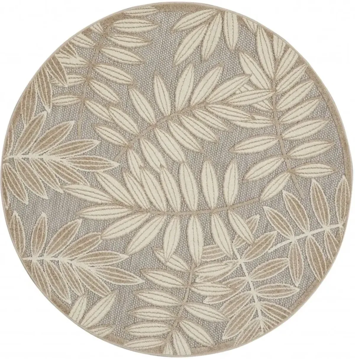 4' Round Round Floral Indoor Outdoor Area Rug - Dark Gray