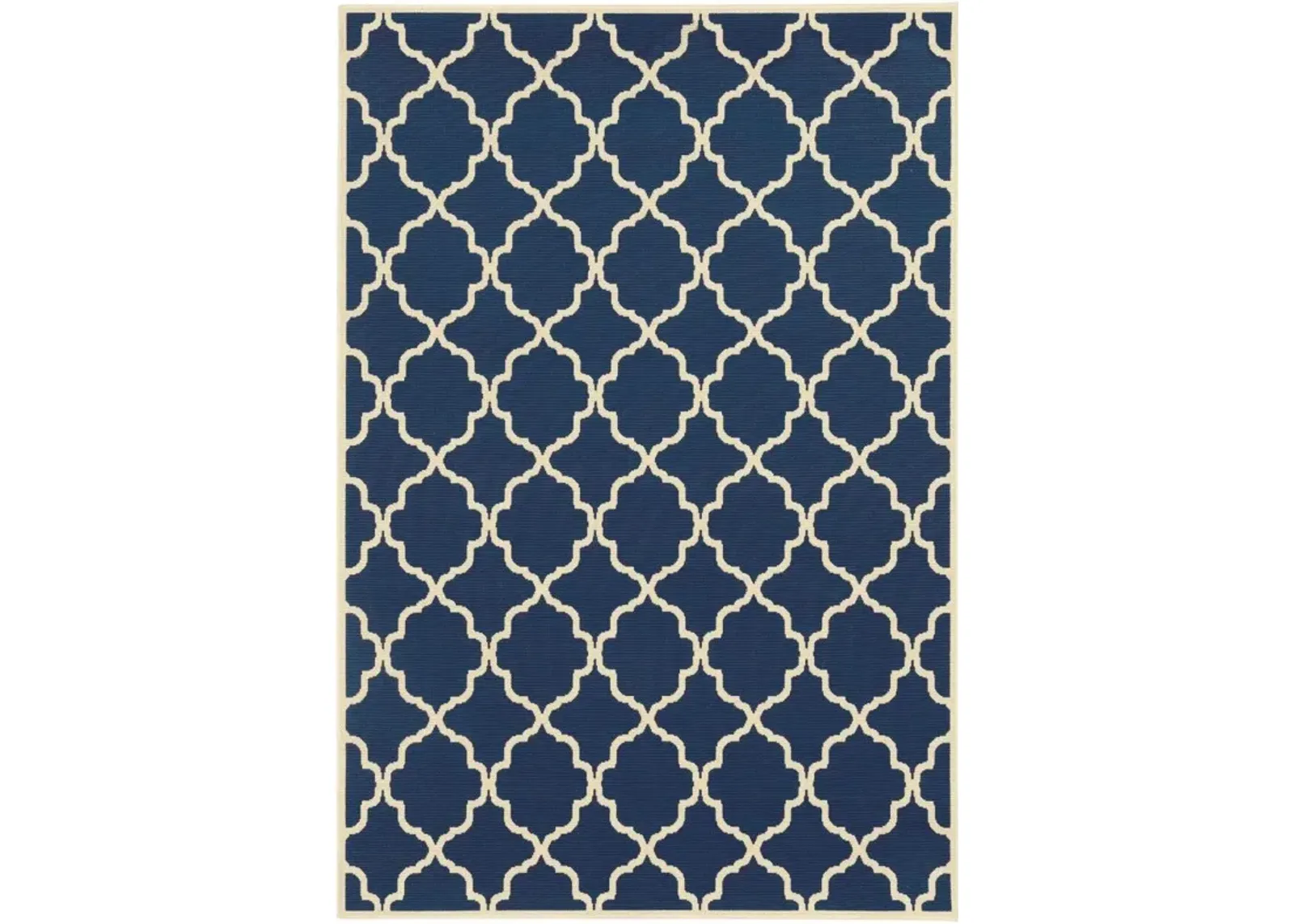 2' X 4' Outdoor & Indoor Area Rug - Blue / Ivory