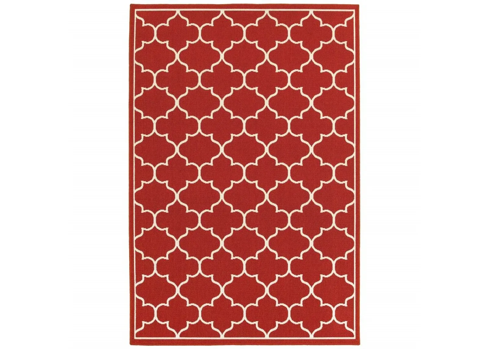 8' X 11' Indoor / Outdoor Area Rug - Red / Ivory