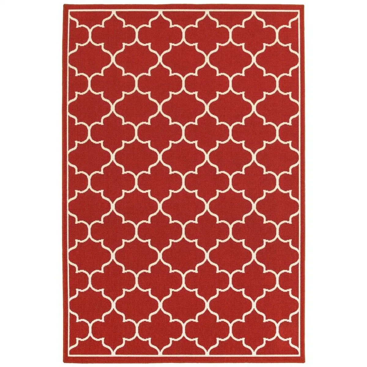 8' X 11' Indoor / Outdoor Area Rug - Red / Ivory