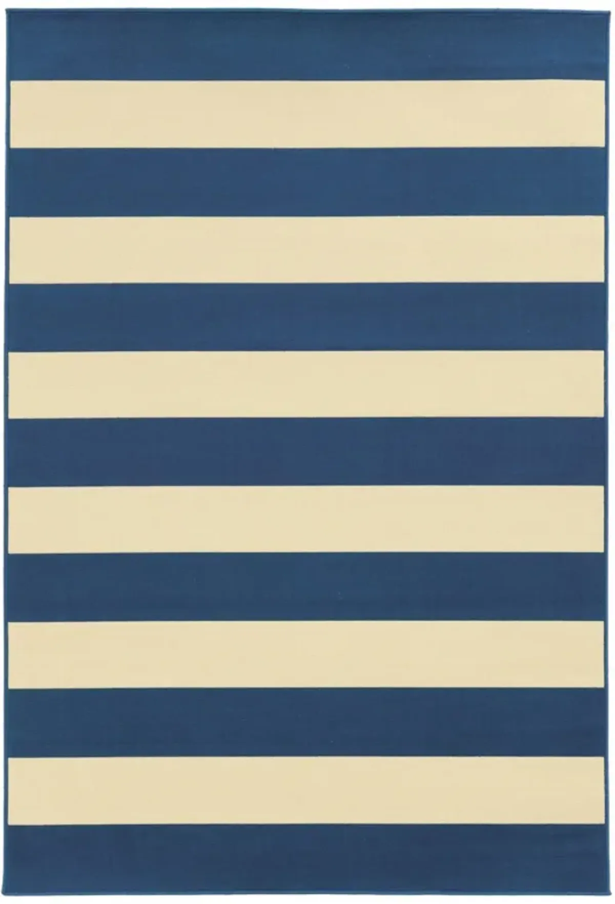 8' X 11' Indoor / Outdoor Area Rug - Blue / Ivory