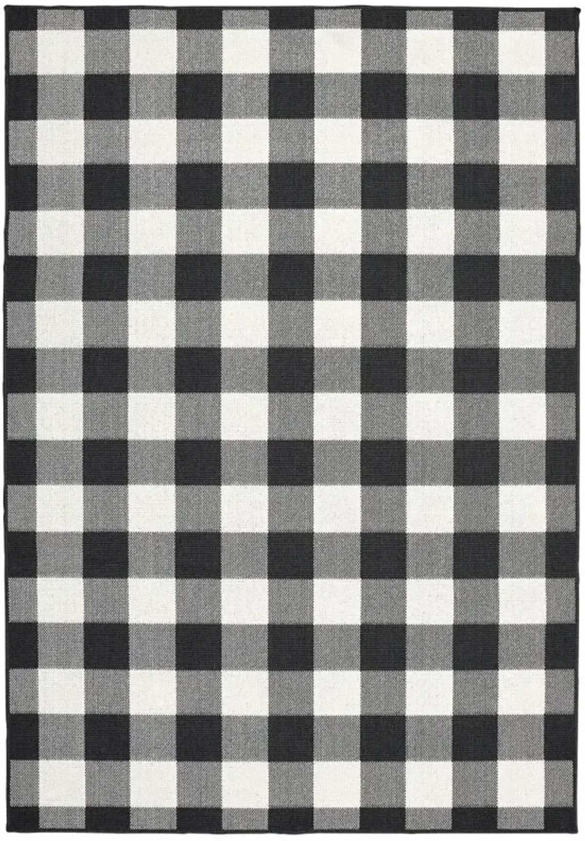 4' X 6' Indoor / Outdoor Area Rug - Black / Ivory