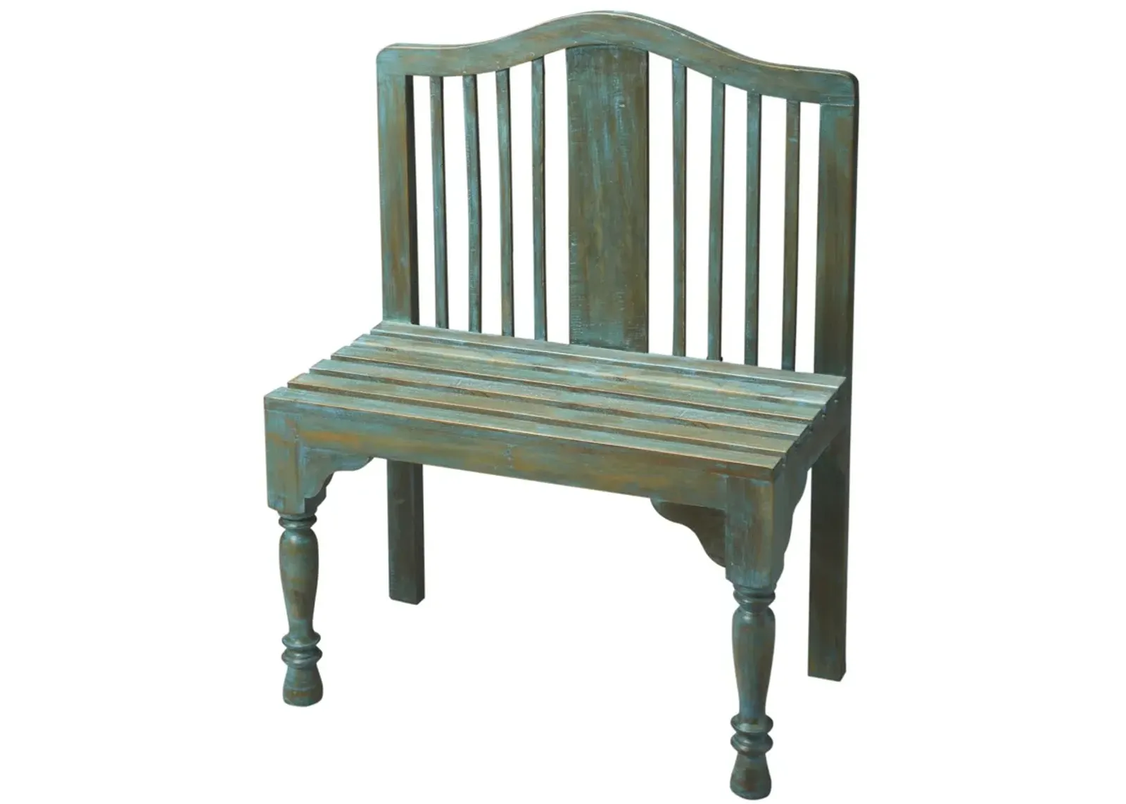 Solid Wood Bench - Antiqued Blue