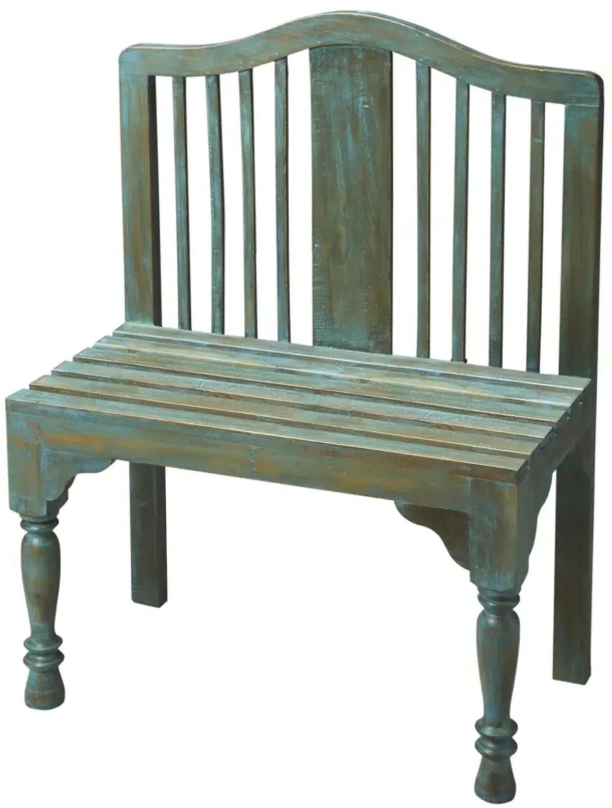 Solid Wood Bench - Antiqued Blue