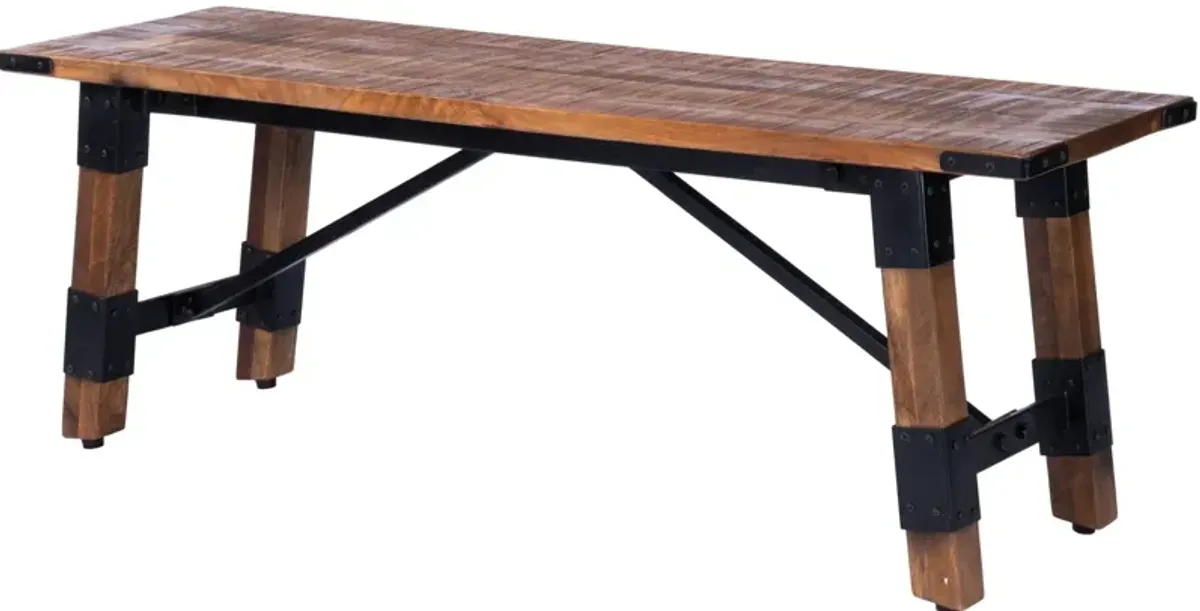 Mod Industrial Rustic Wood Bench - Brown