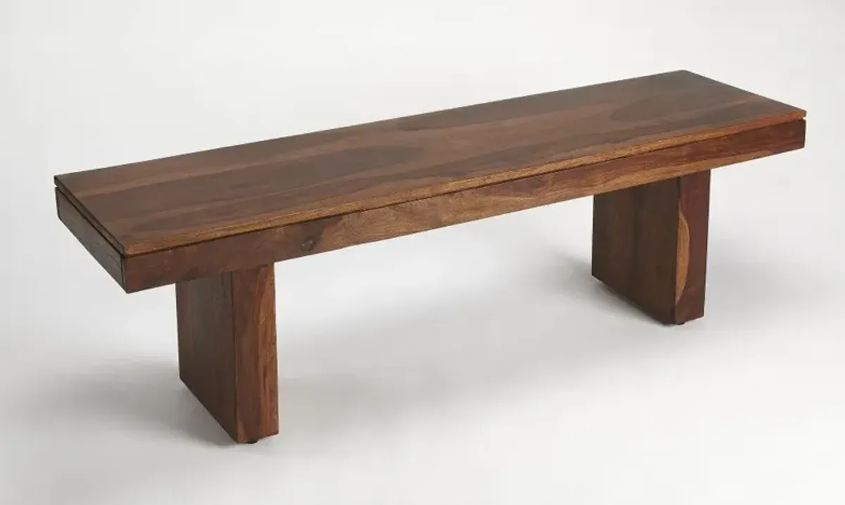 Modern Chunky Solid Wood Bench - Dark Brown