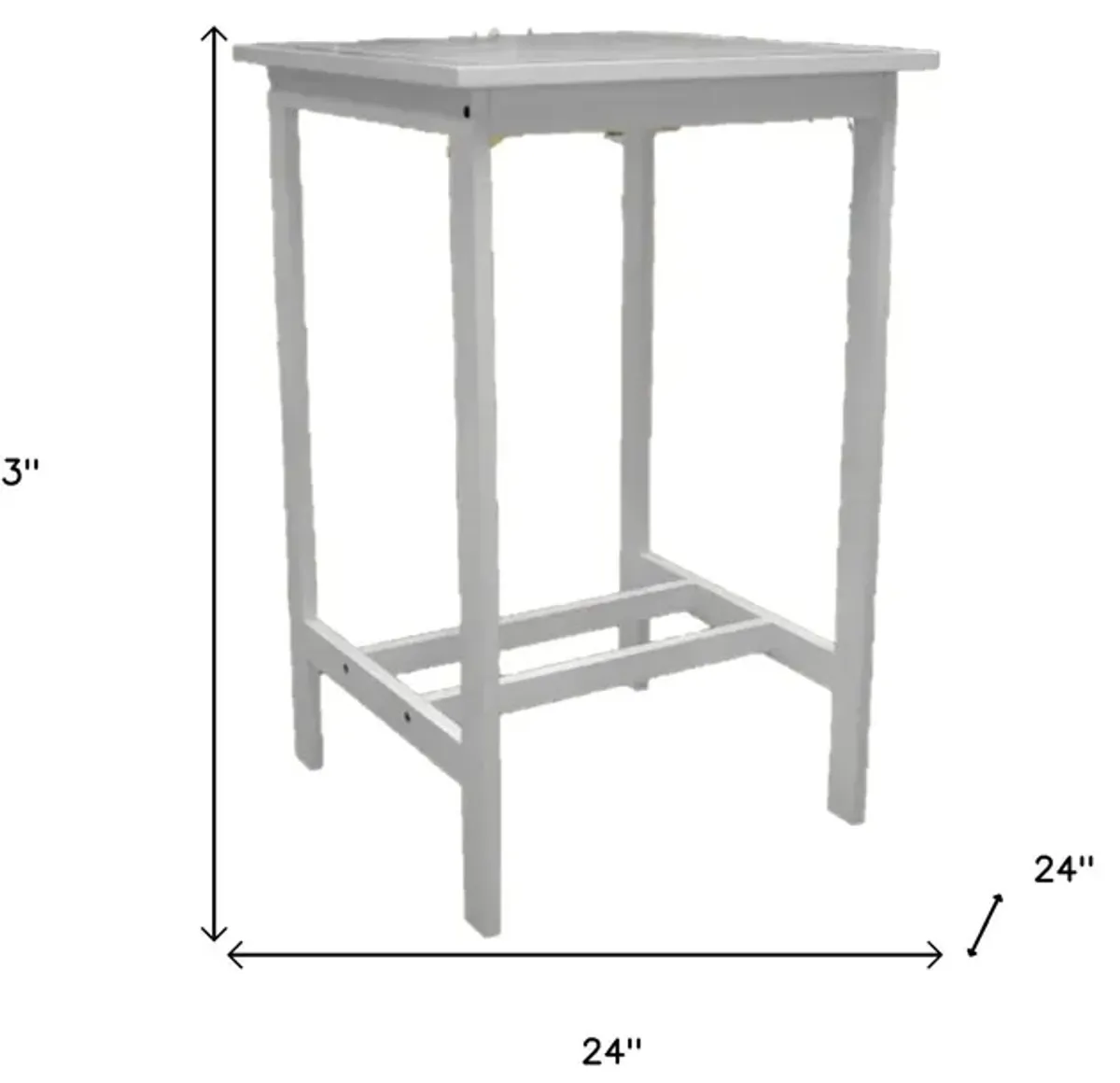 Solid Wood Slat Indoor Outdoor High Top Bar Table - White