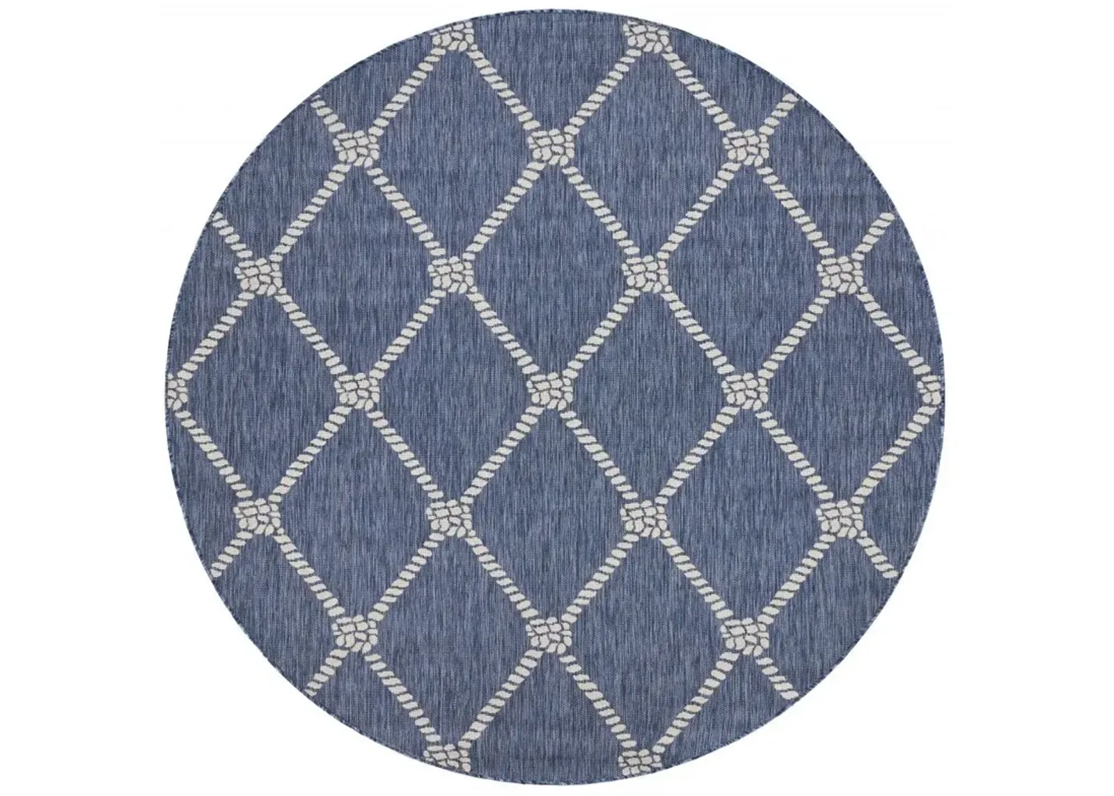 8' Round Round Indoor / Outdoor Area Rug - Blue / Gray