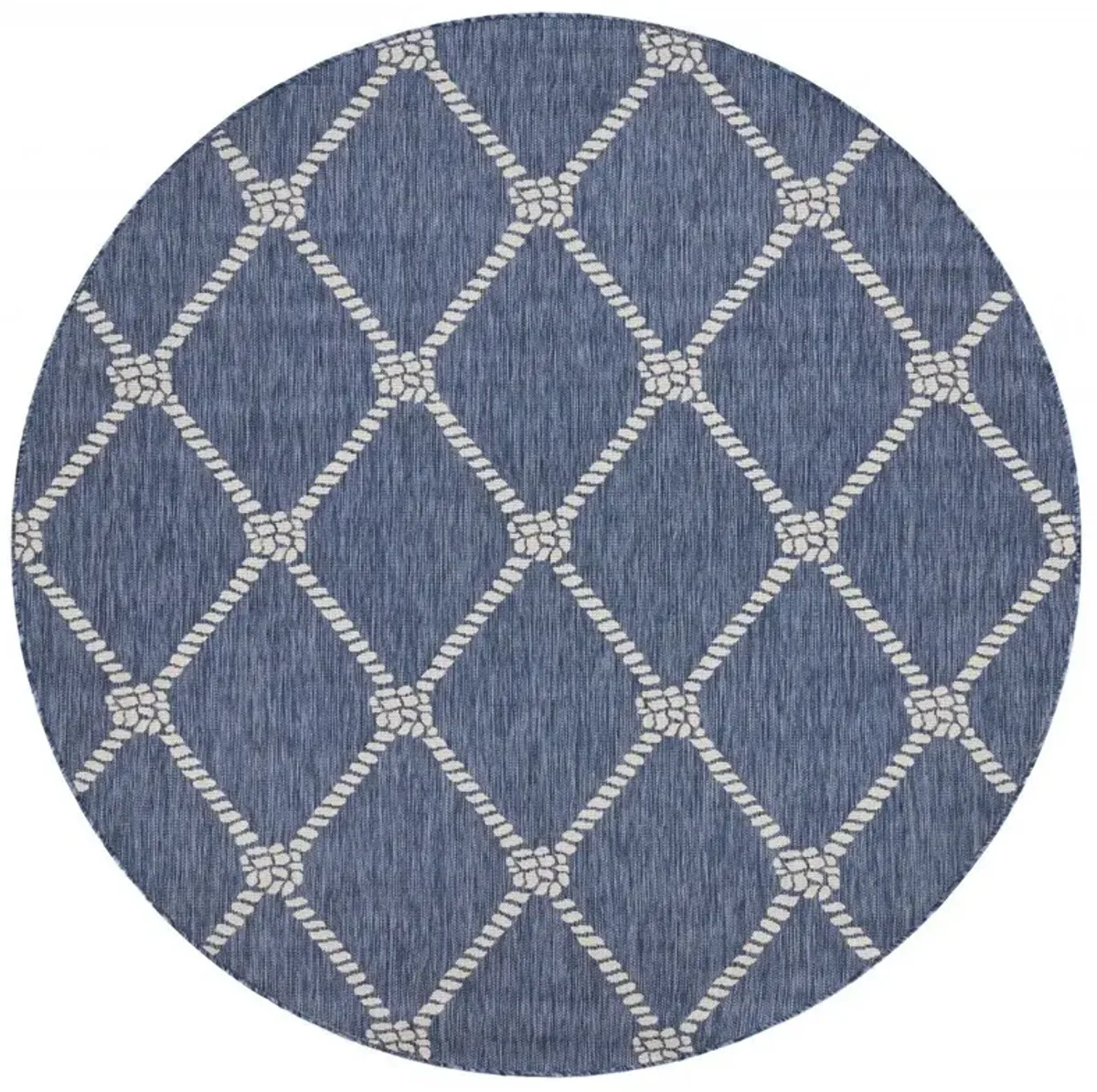 8' Round Round Indoor / Outdoor Area Rug - Blue / Gray