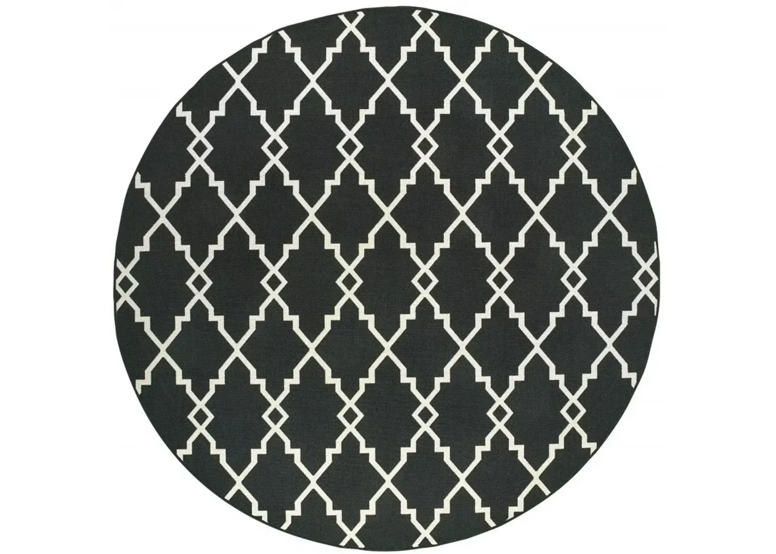 8' X 8' Indoor Outdoor Area Rug - Black / Ivory