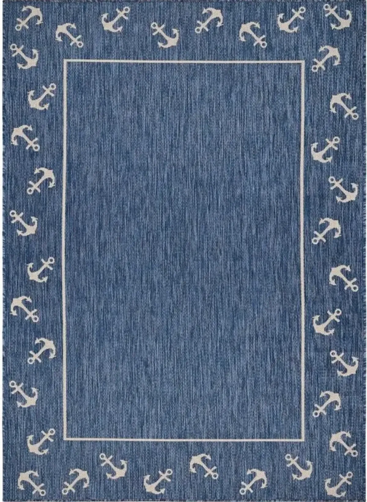 5' X 7' Nautical Anchor Indoor / Outdoor Area Rug - Blue / Natural