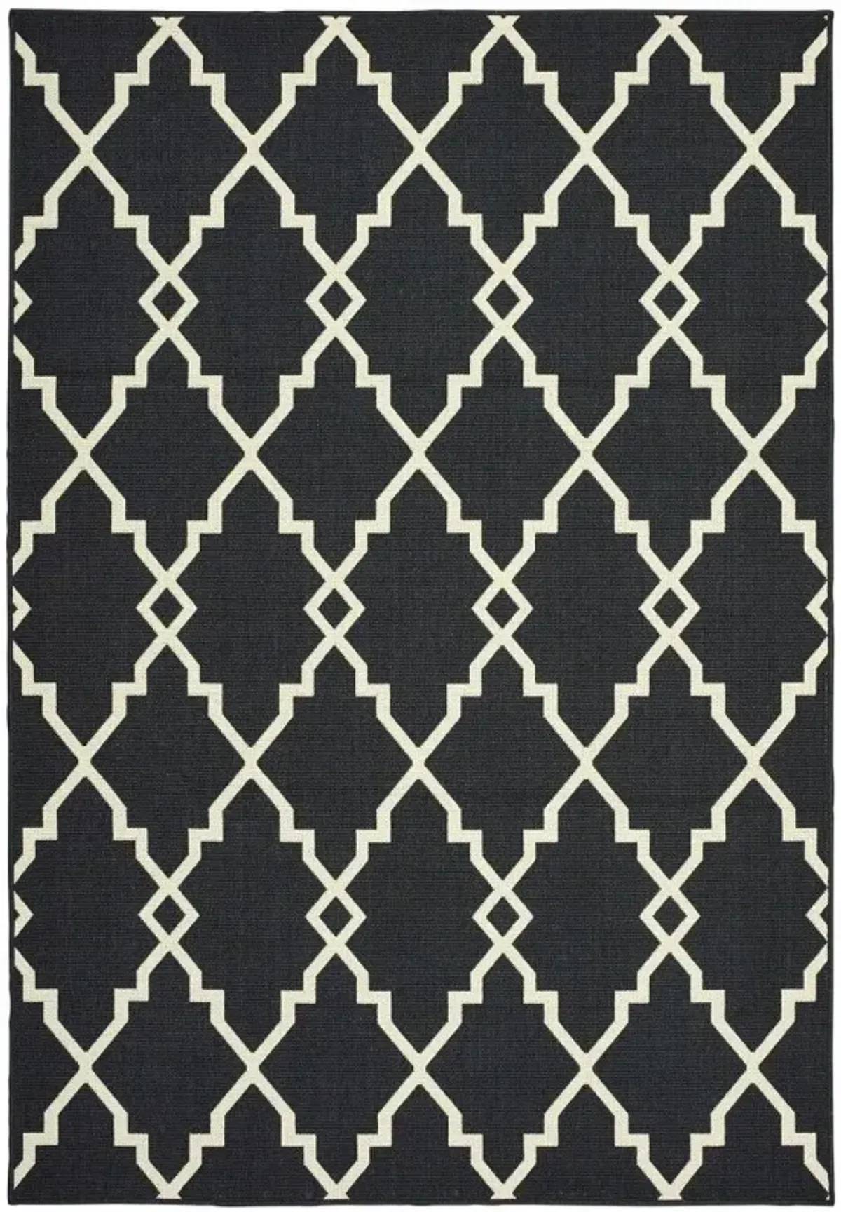 4' X 6' Outdoor / Indoor Area Rug - Black / Ivory