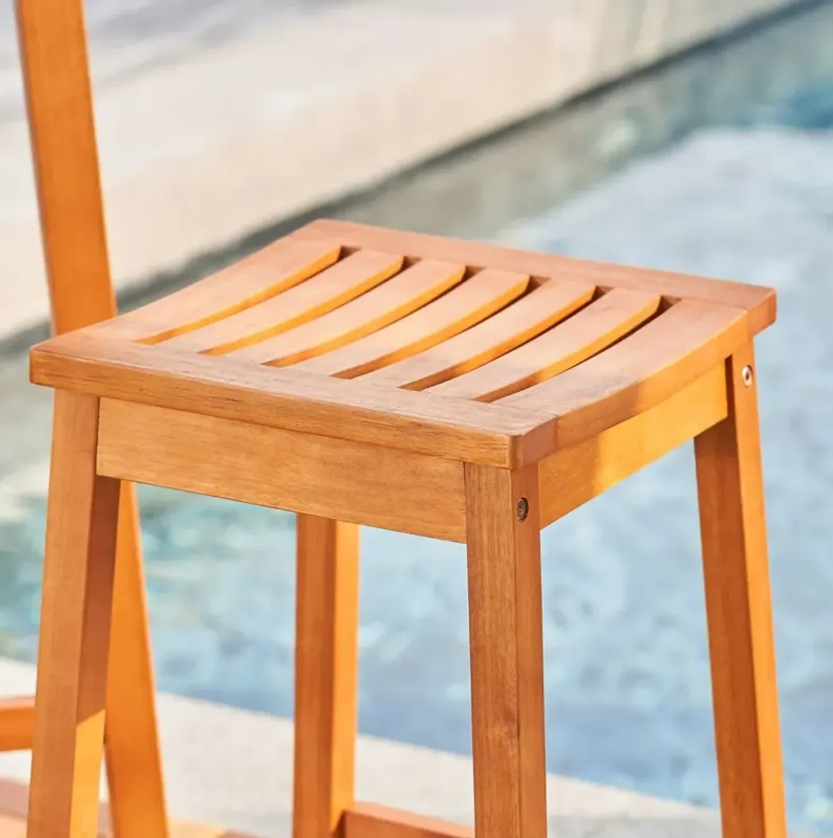 Wood Patio Dining Stool - Natural