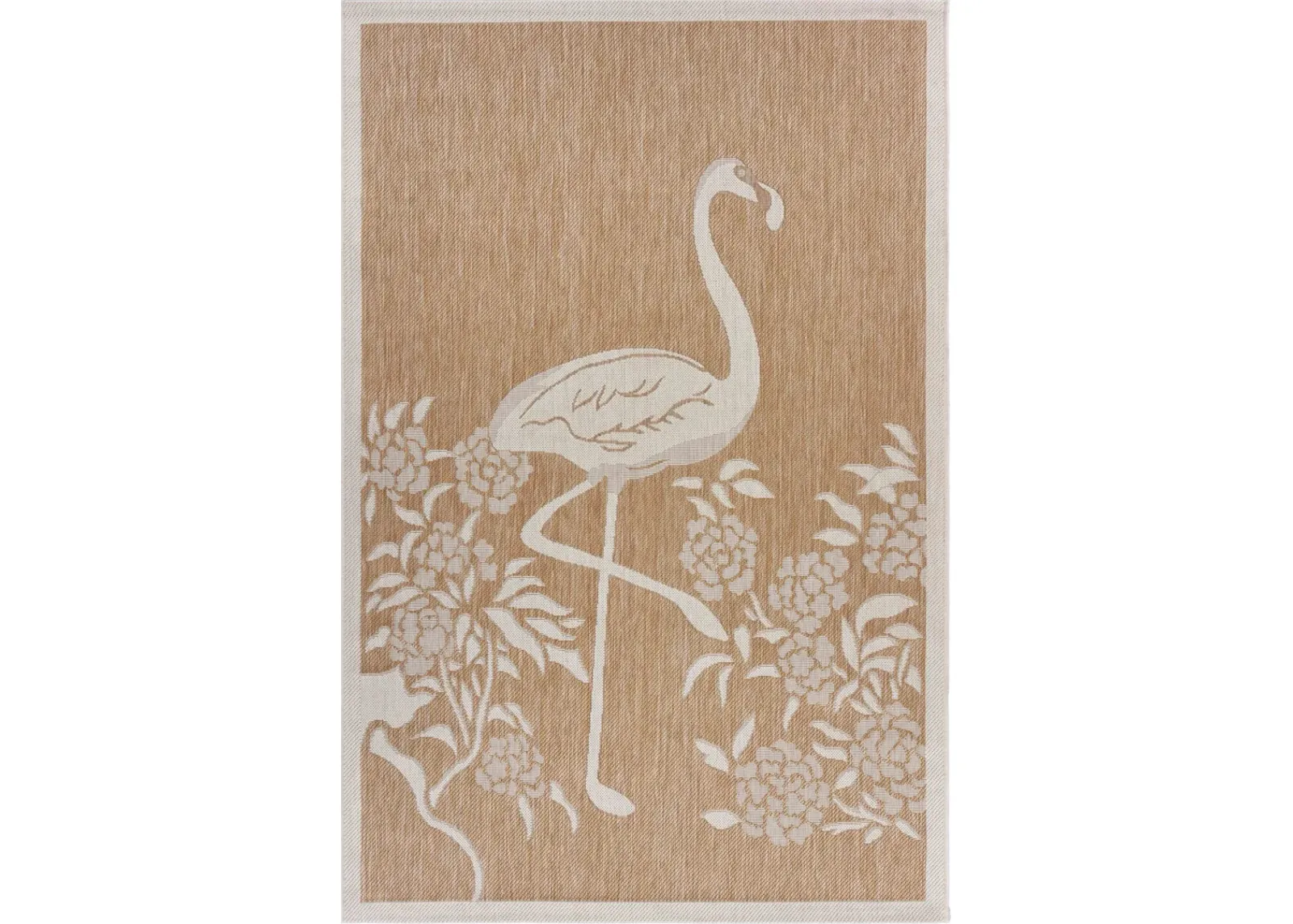 8' X 10' Floral Indoor / Outdoor Area Rug - Beige