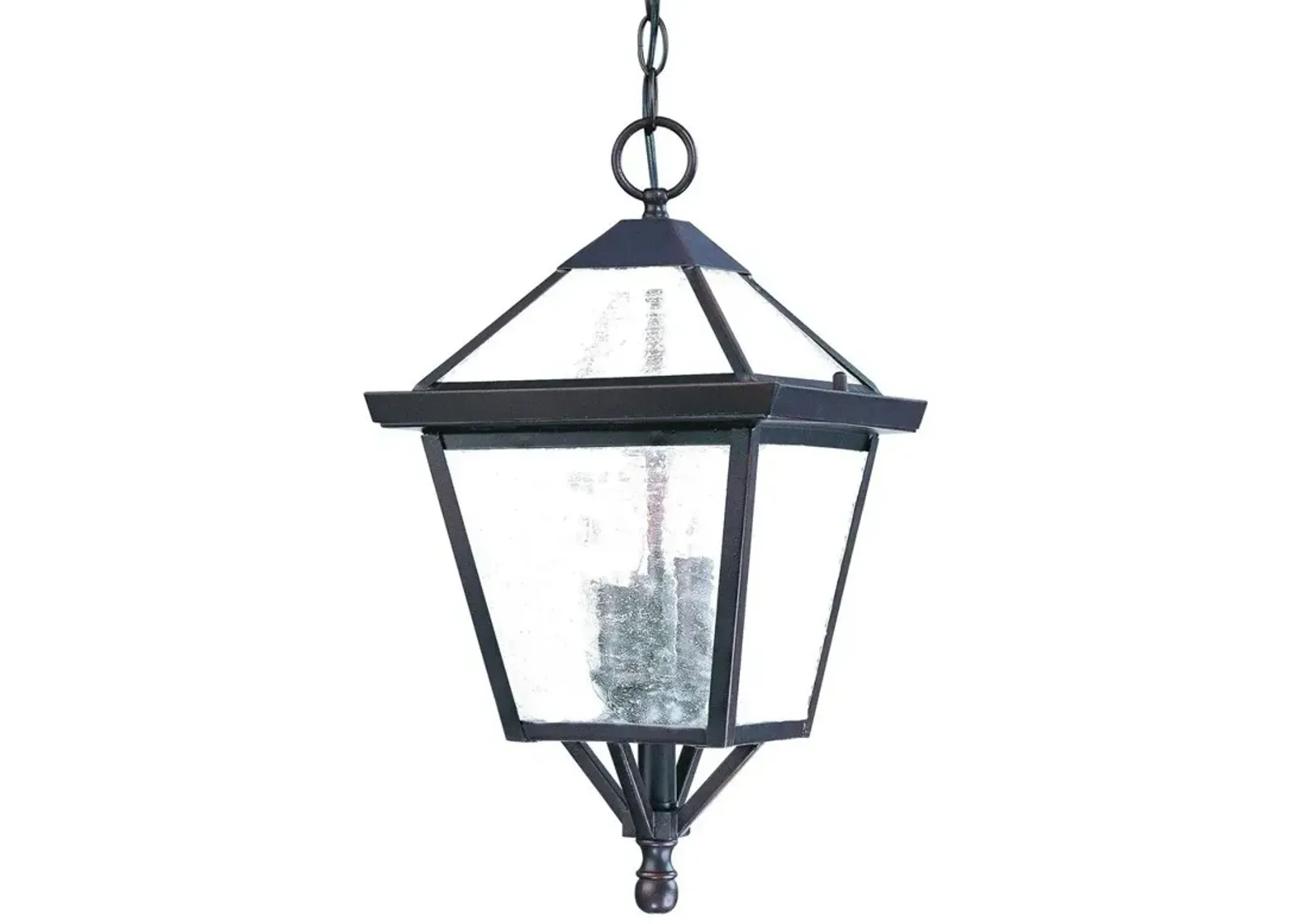 Three Glass Hanging Lantern Light - Light Bronze