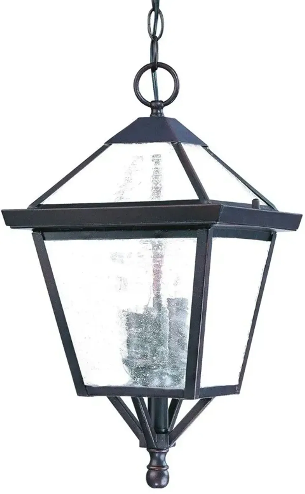 Three Glass Hanging Lantern Light - Light Bronze