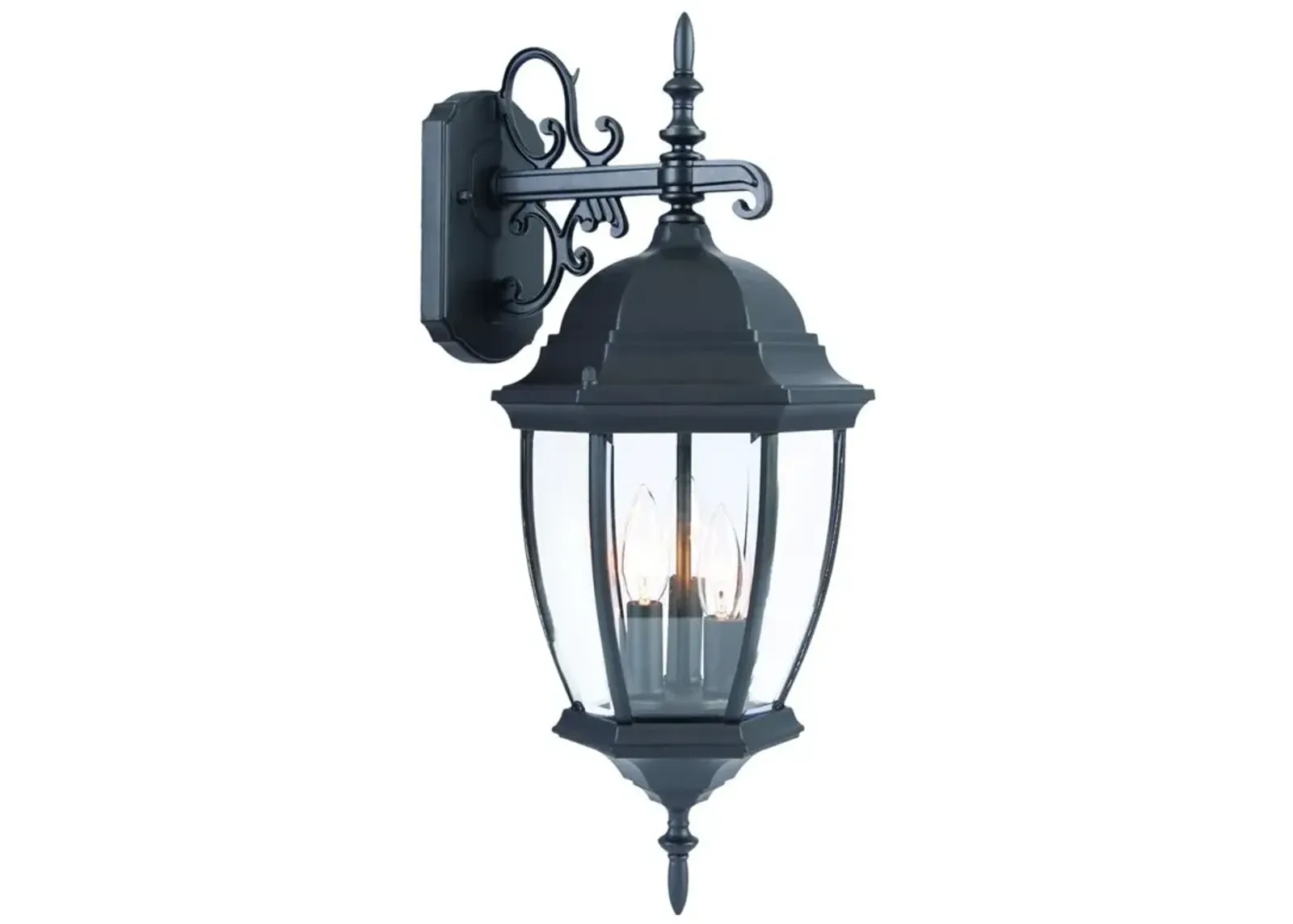 Hanging Ornamental Lantern Wall Light - Matte Black