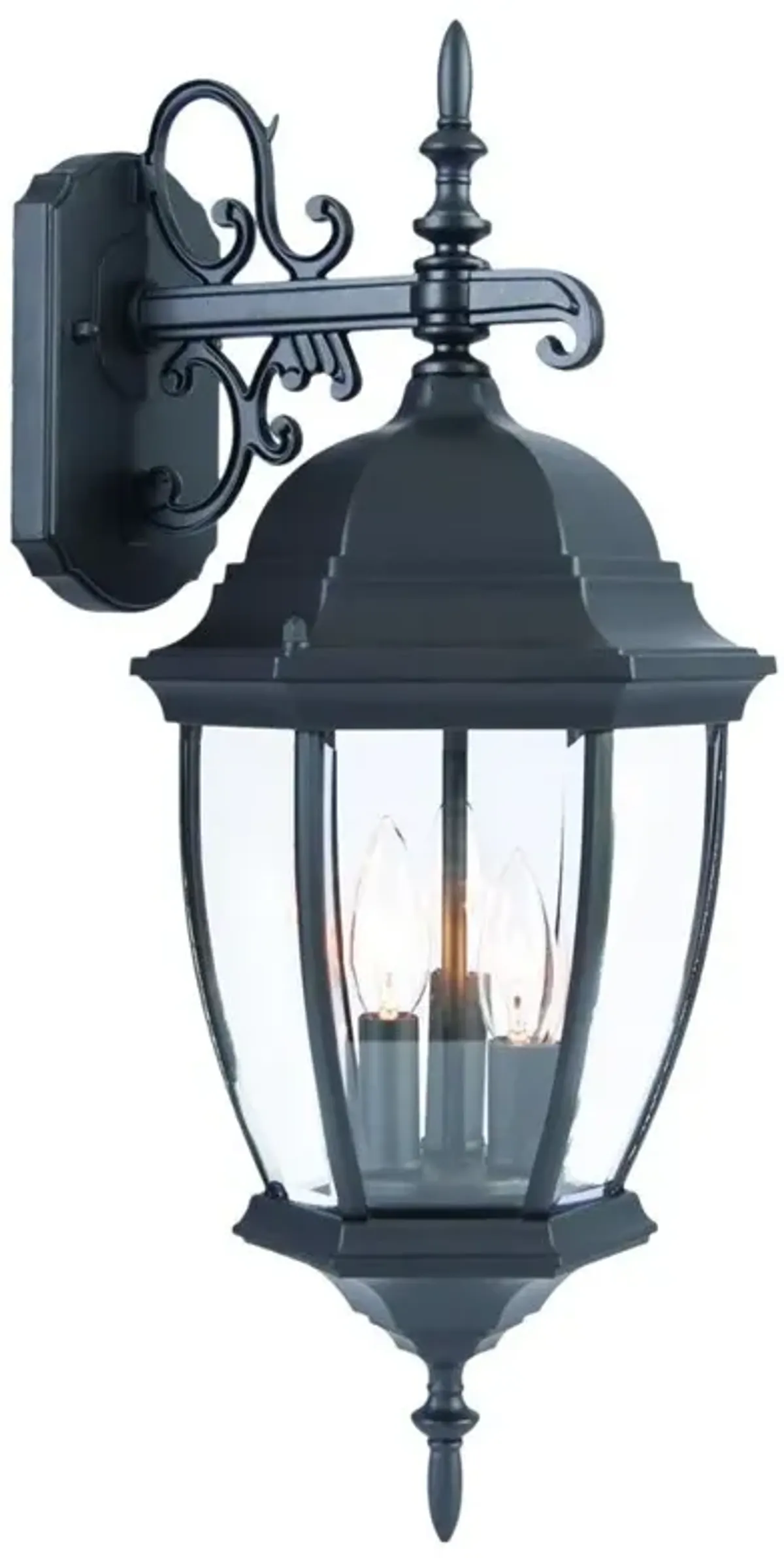 Hanging Ornamental Lantern Wall Light - Matte Black