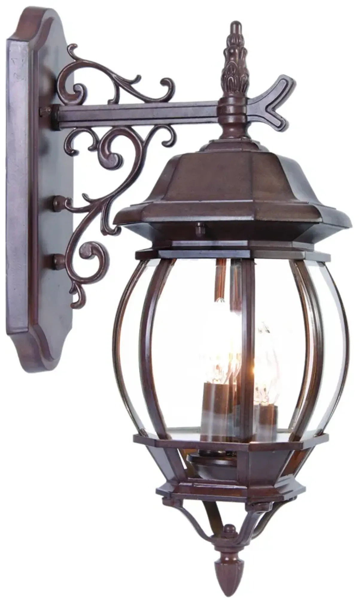 Three Light Hanging Glass Globe Wall Light - Dark Brown