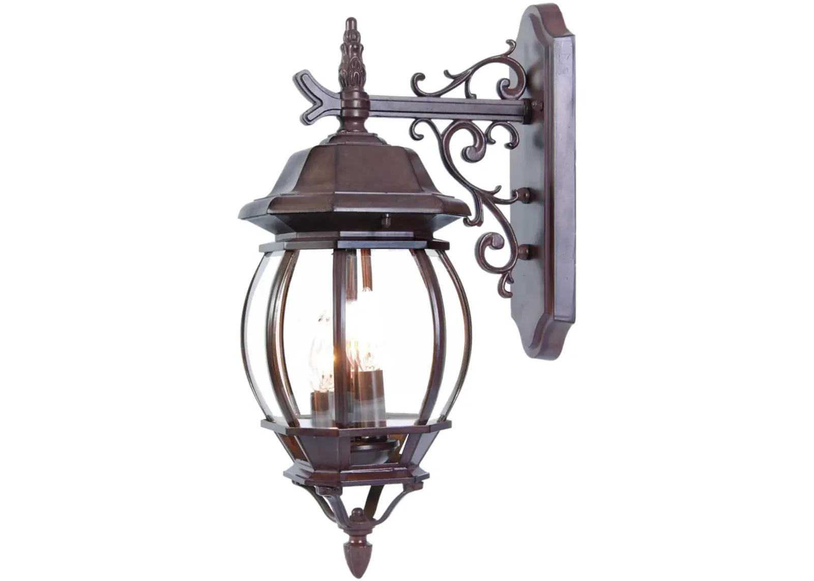 Three Light Hanging Glass Globe Wall Light - Dark Brown