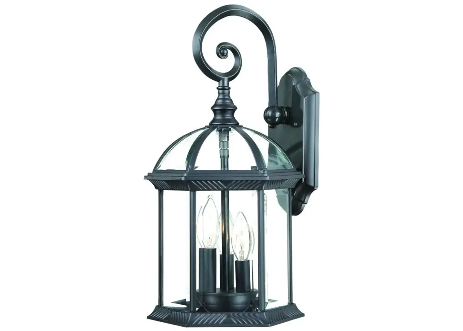 Three Light Eastern Lantern Wall Light - Matte Black