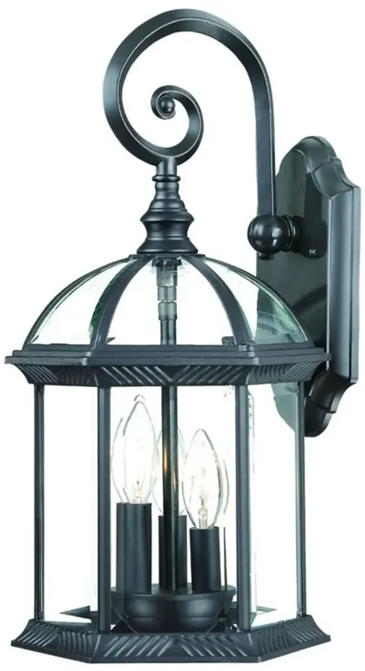 Three Light Eastern Lantern Wall Light - Matte Black