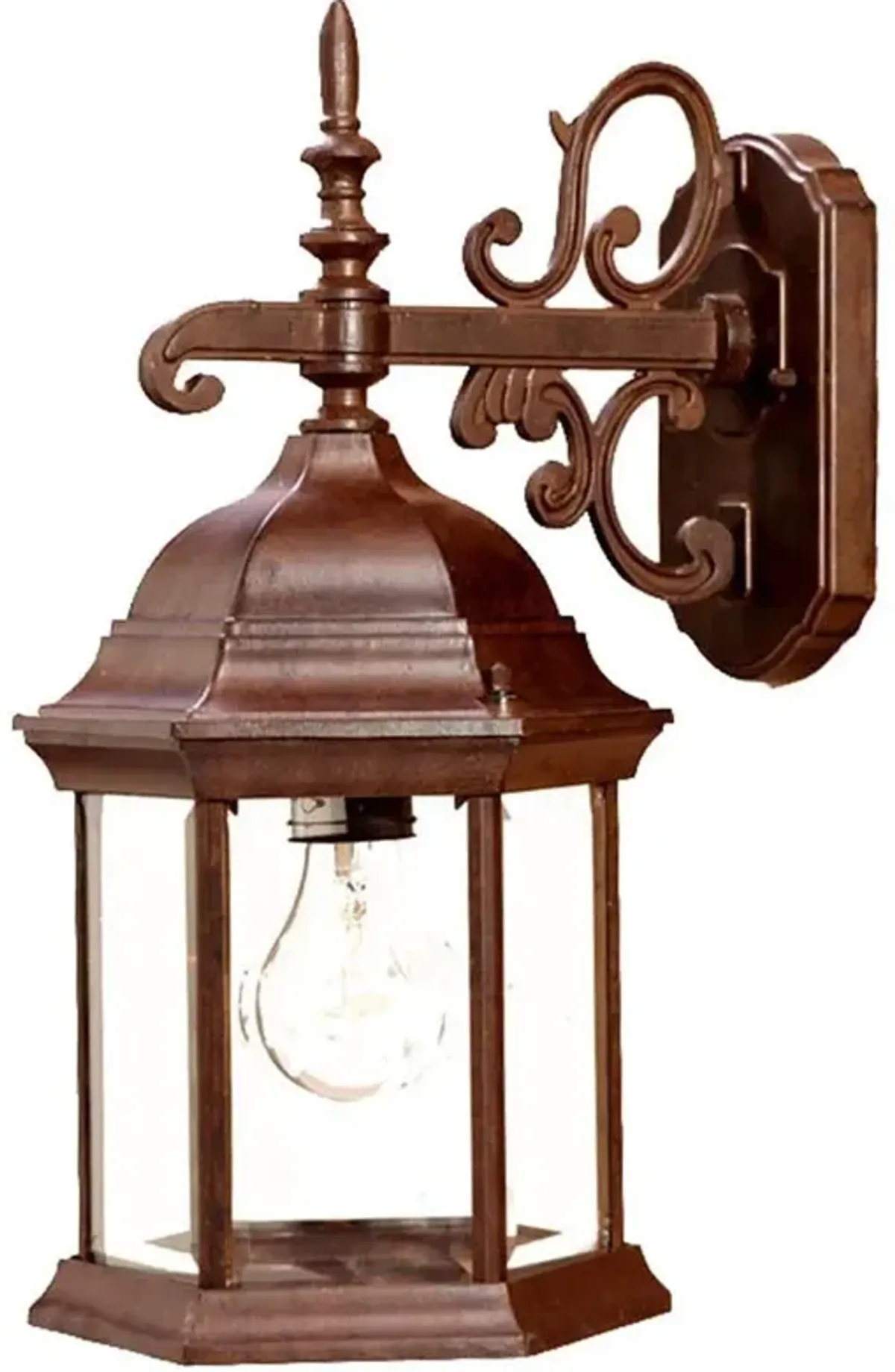 Narrow Domed Hanging Glass Lantern Wall Light - Brown