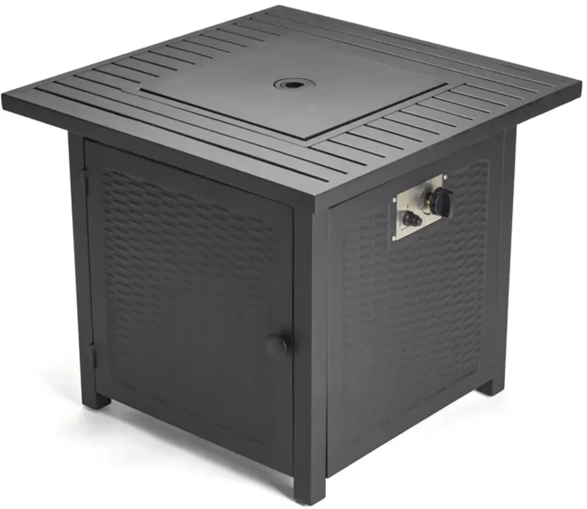 Matte Square Propane Fire Pit With Cover - Black