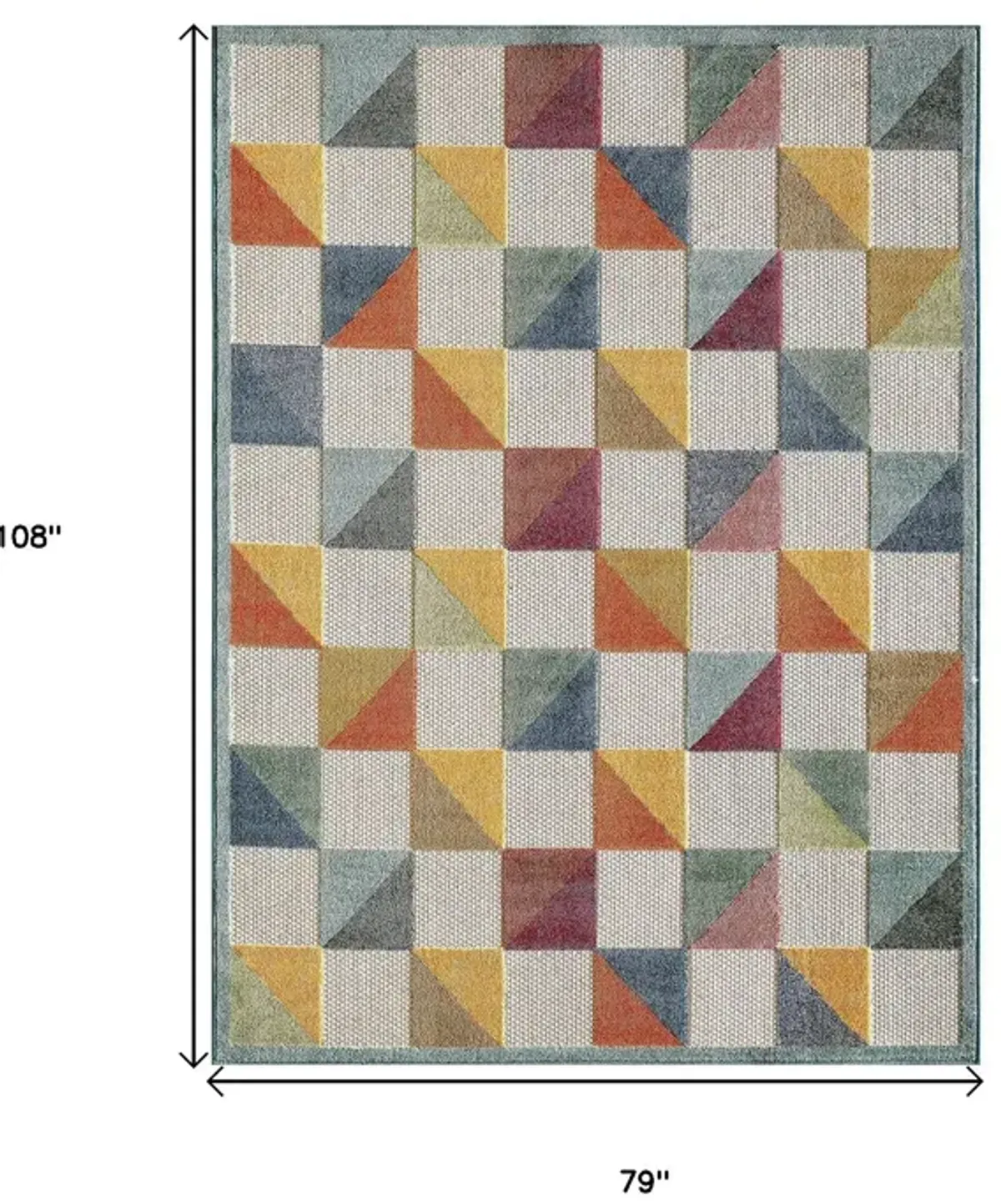 7' X 9' Geometric Stain Resistant Indoor / Outdoor Area Rug - Ivory