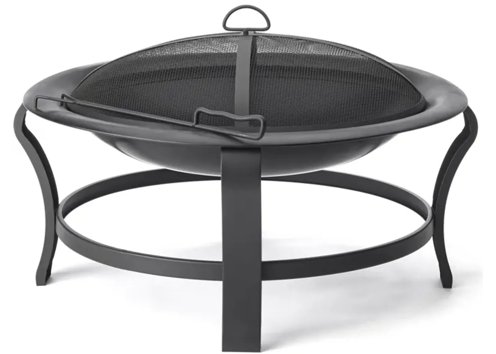 Steel Round Wood Burning Fire Pit - Black