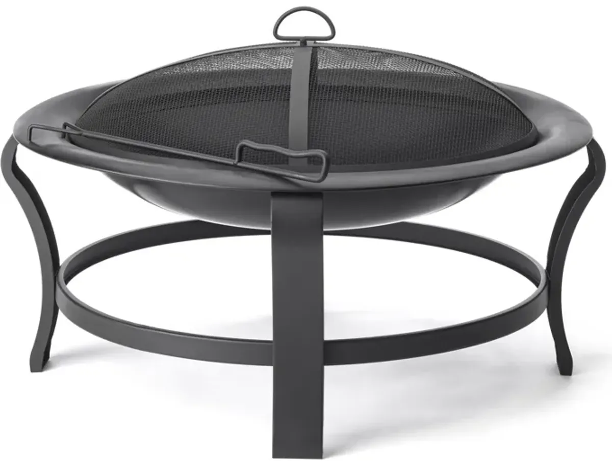 Steel Round Wood Burning Fire Pit - Black