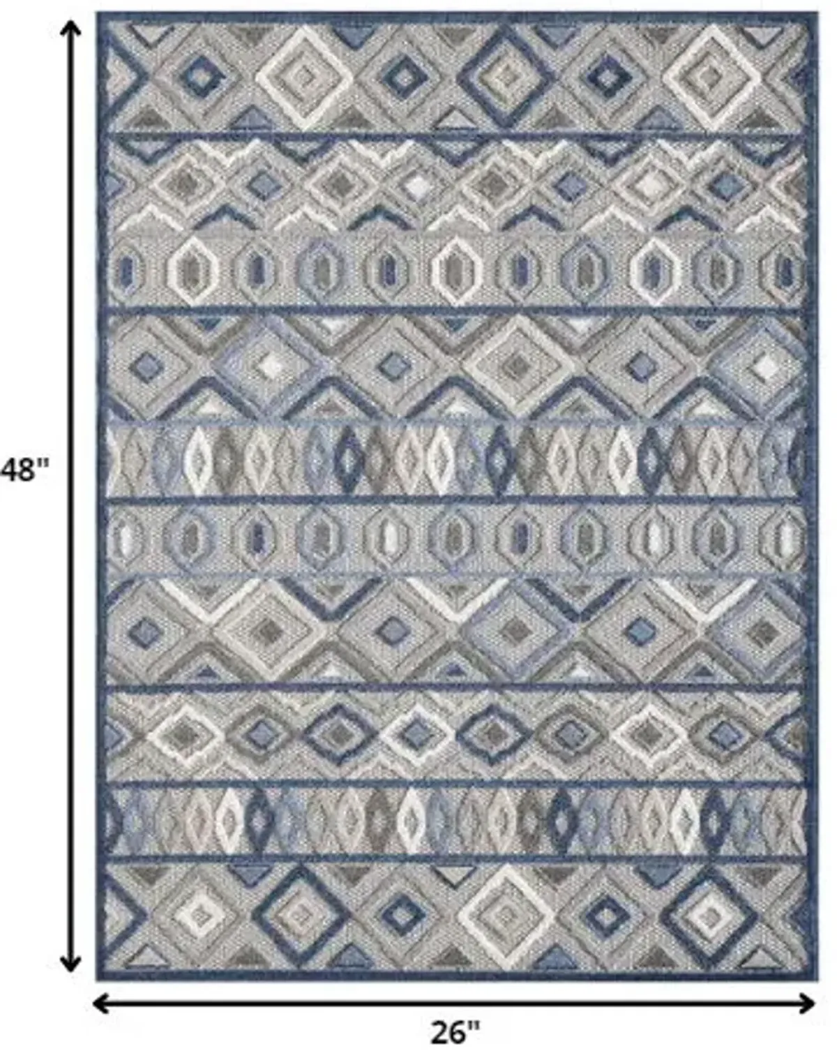 2' X 4' Abstract Stain Resistant Indoor / Outdoor Area Rug - Blue / Gray