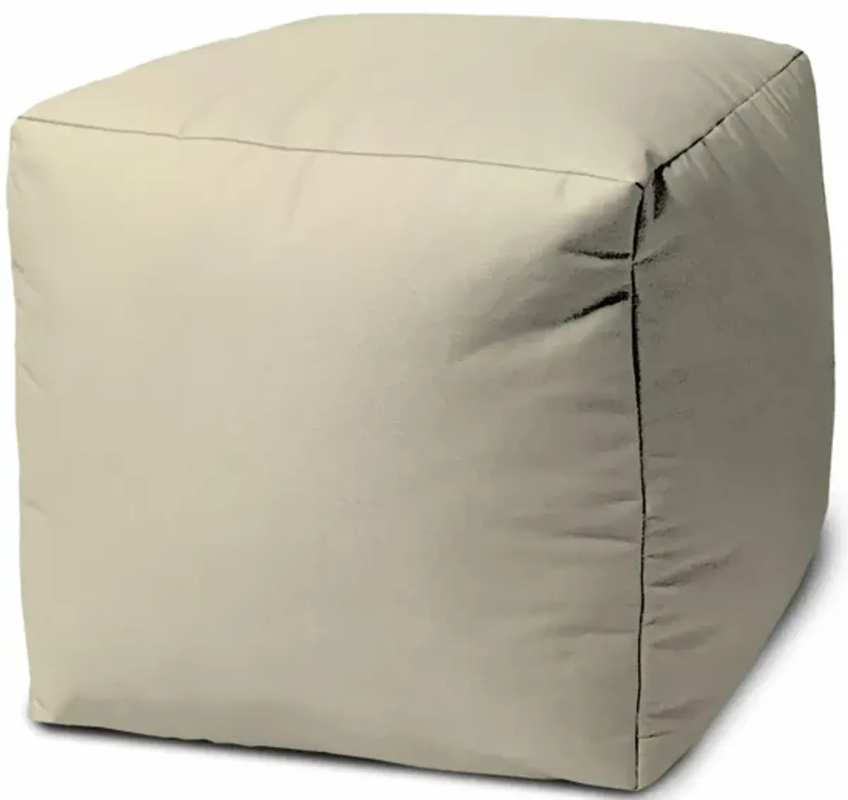 Canvas Cube Outdoor Pouf Ottoman - Ivory